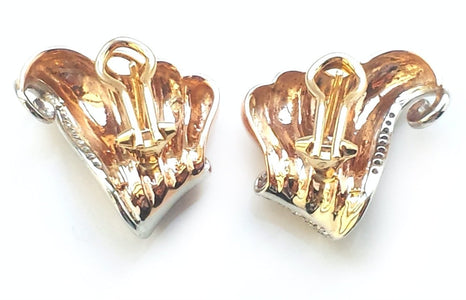1950s Retro Vintage French Diamond Scroll Earrings - Bloomsbury Manor Ltd