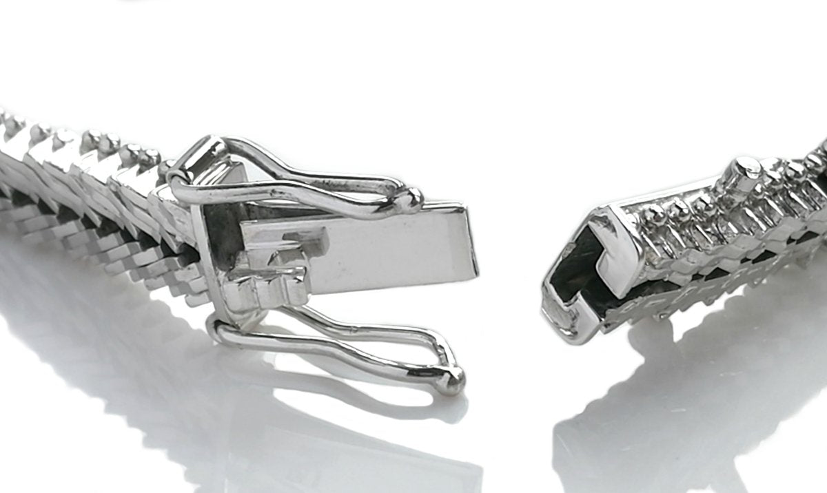 1960s Vintage 2.34tcw Diamond & Ruby Herringbone Bracelet in 14k White Gold - Bloomsbury Manor Ltd