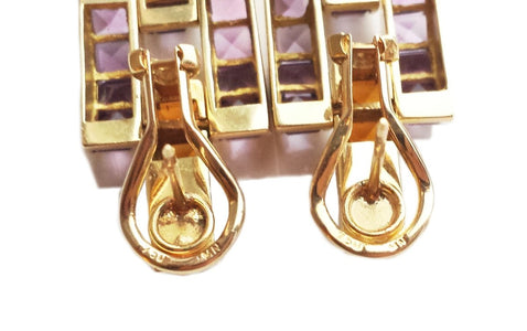 1980s Vintage Amethyst Citrine Gem Set Earrings - Bloomsbury Manor Ltd