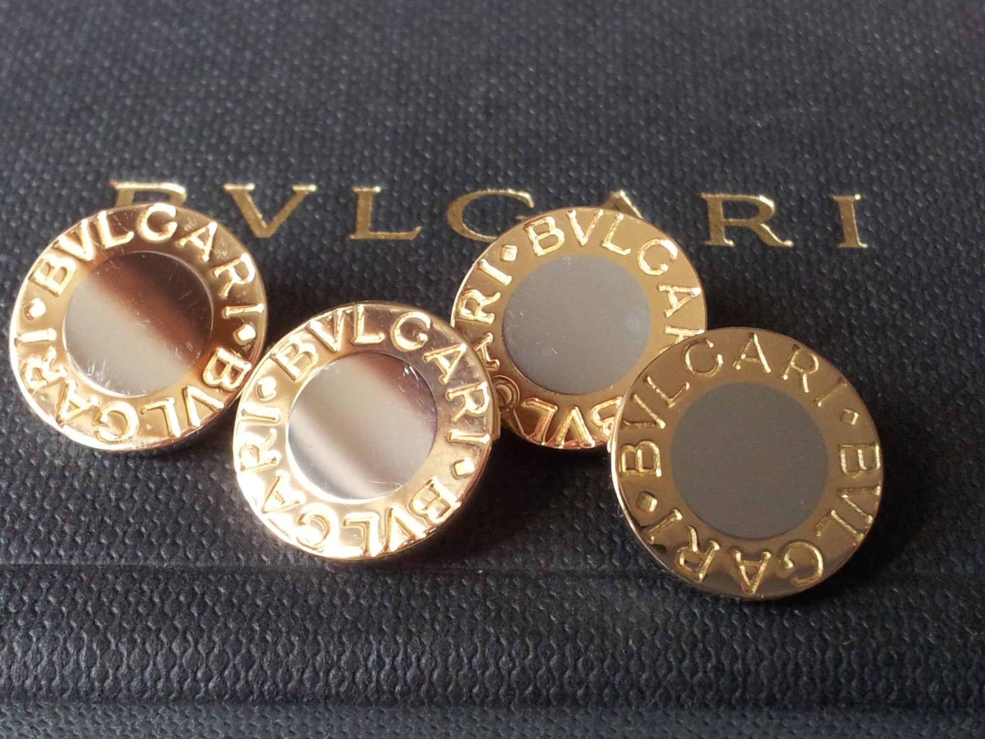 Bulgari Bvlgari 18K Gold/Stainless Steel Bi Colour Cufflinks Mint Condition