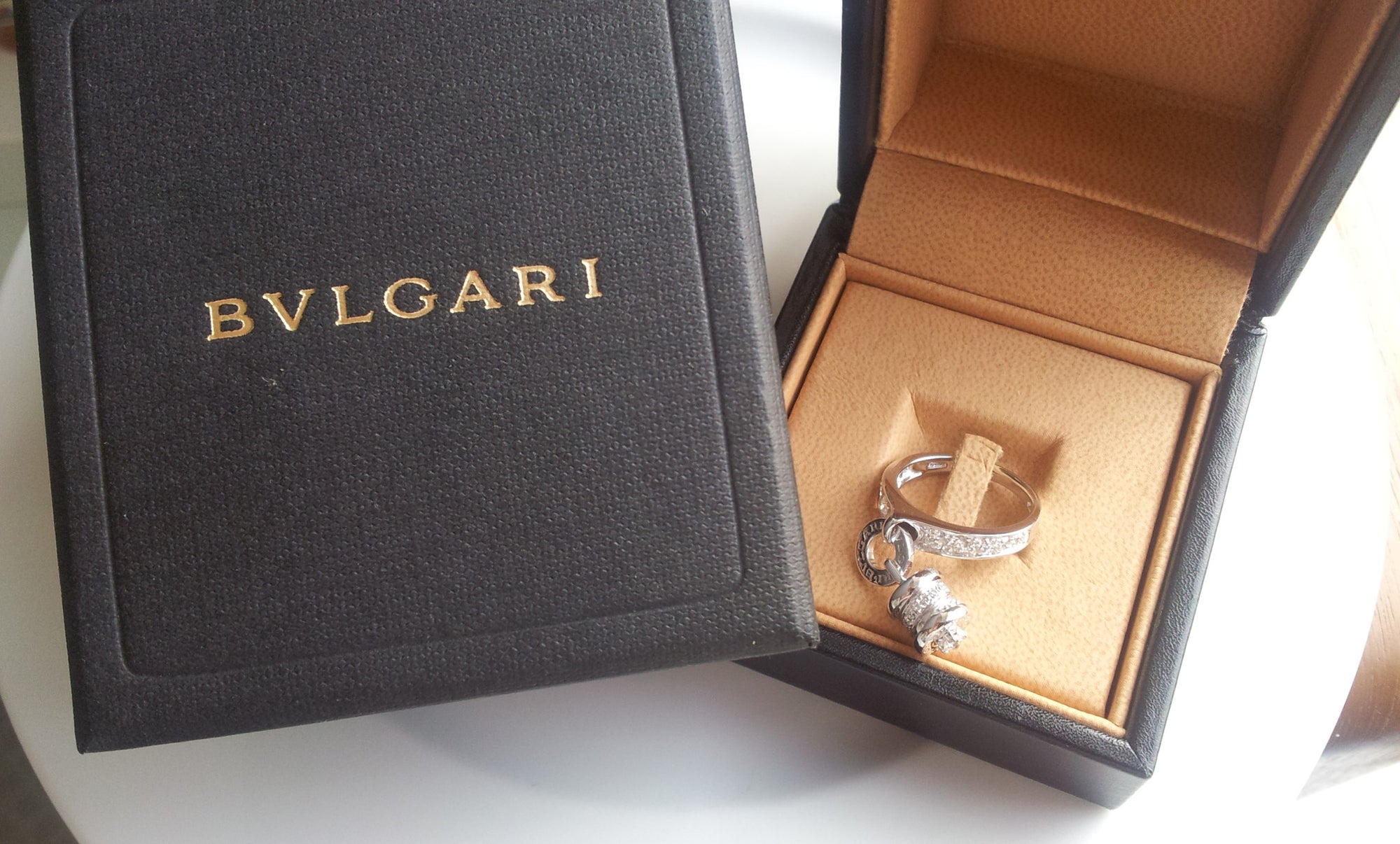 Bulgari Bvlgari B.Zero1 Diamond Pavé Charm Ring in 18K White Gold ...