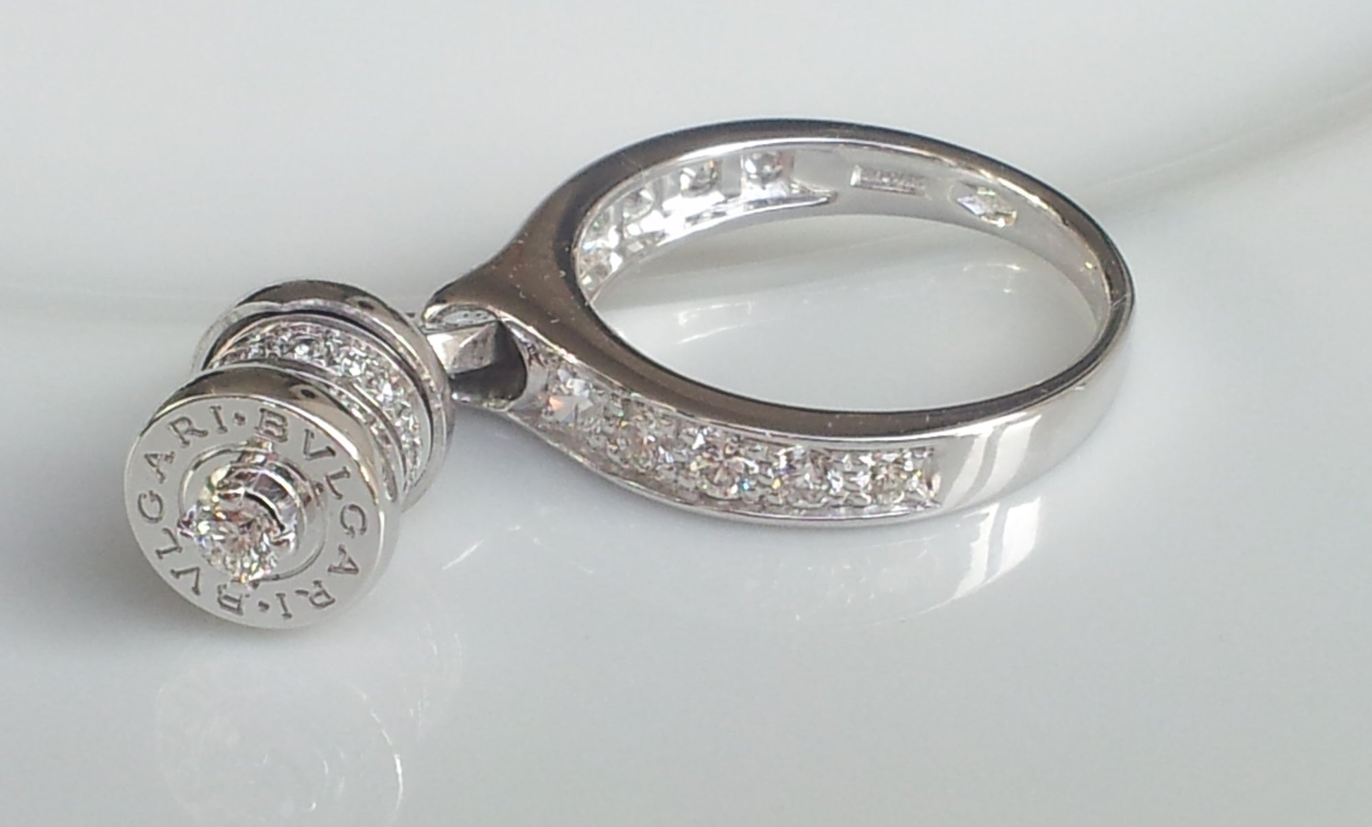 Bulgari Bvlgari B.Zero1 Diamond Pavé Charm Ring in 18K White Gold