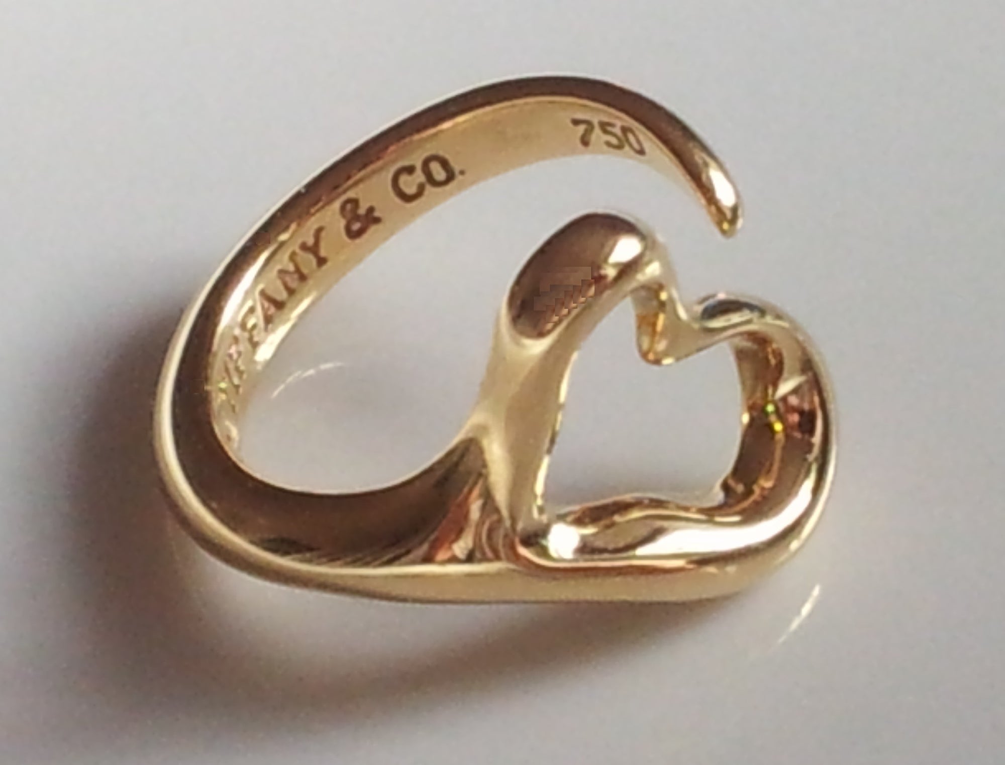 Tiffany & Co. Open Heart Ring by Elsa Peretti in 18K Yellow Gold. Size K-M