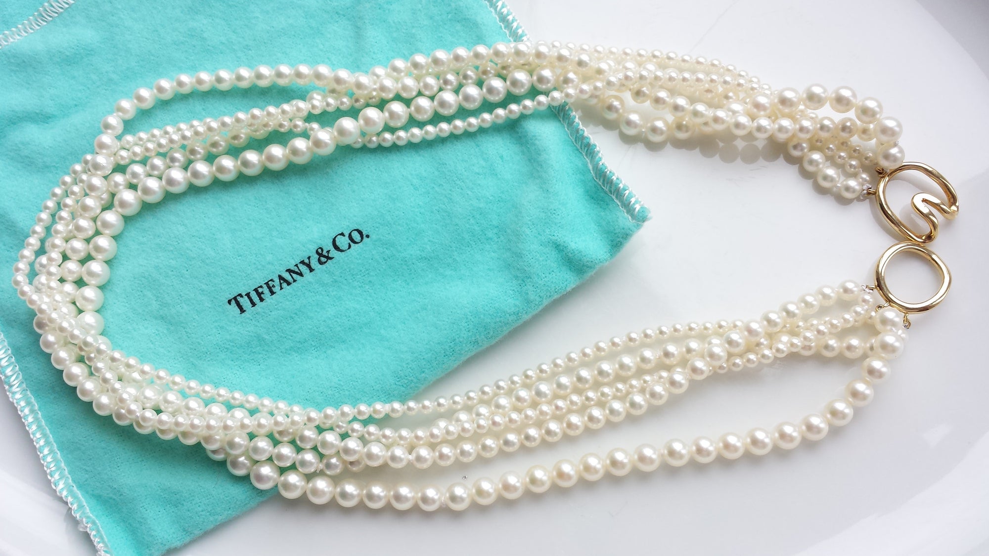 Tiffany & Co. Vintage Akoya Pearl Torsade Necklace, with Box & Bag ...