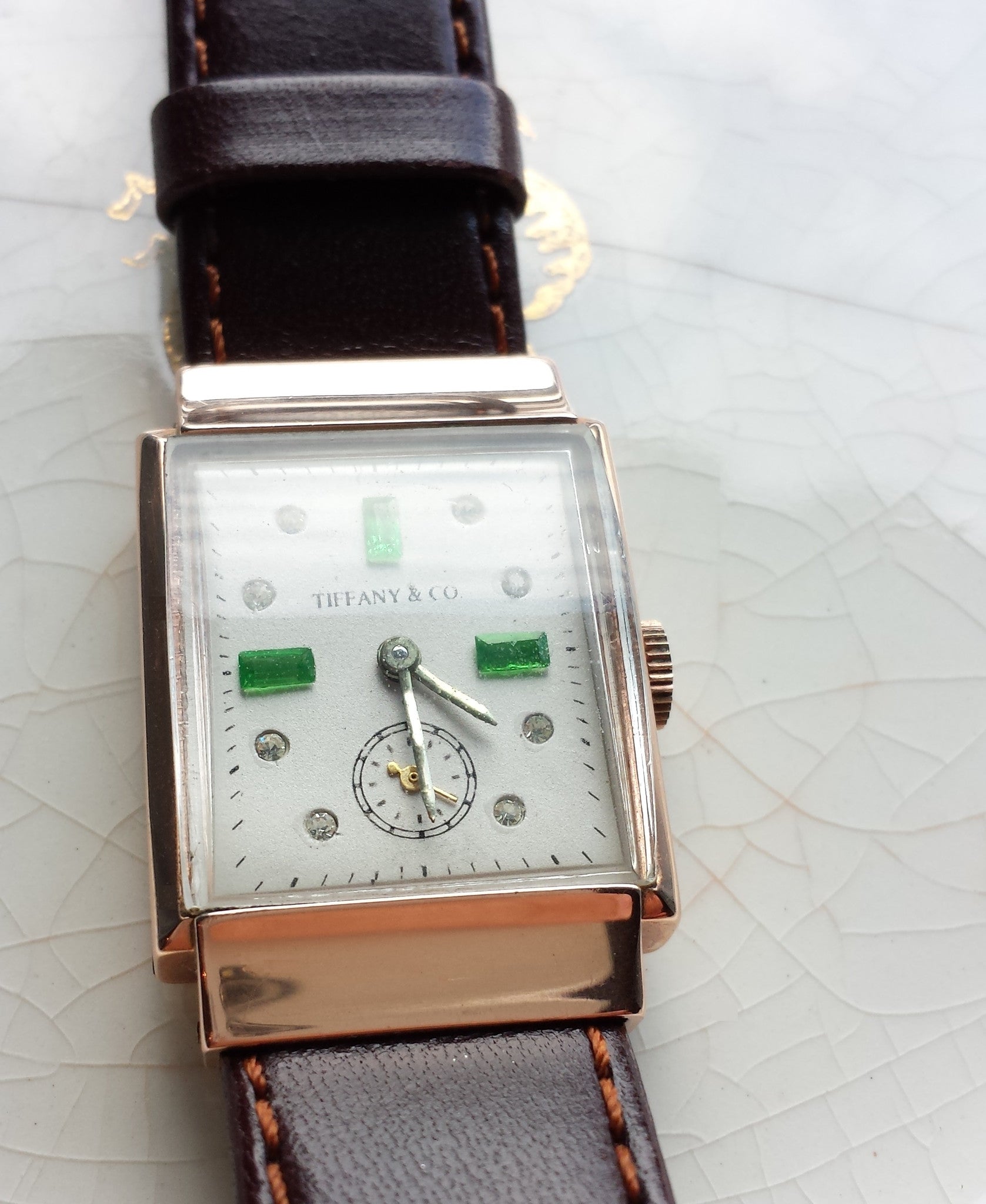 Tiffany & Co. 1940s Vintage Solid 14K Rose Gold Watch 17 Jewel, Swiss Movement