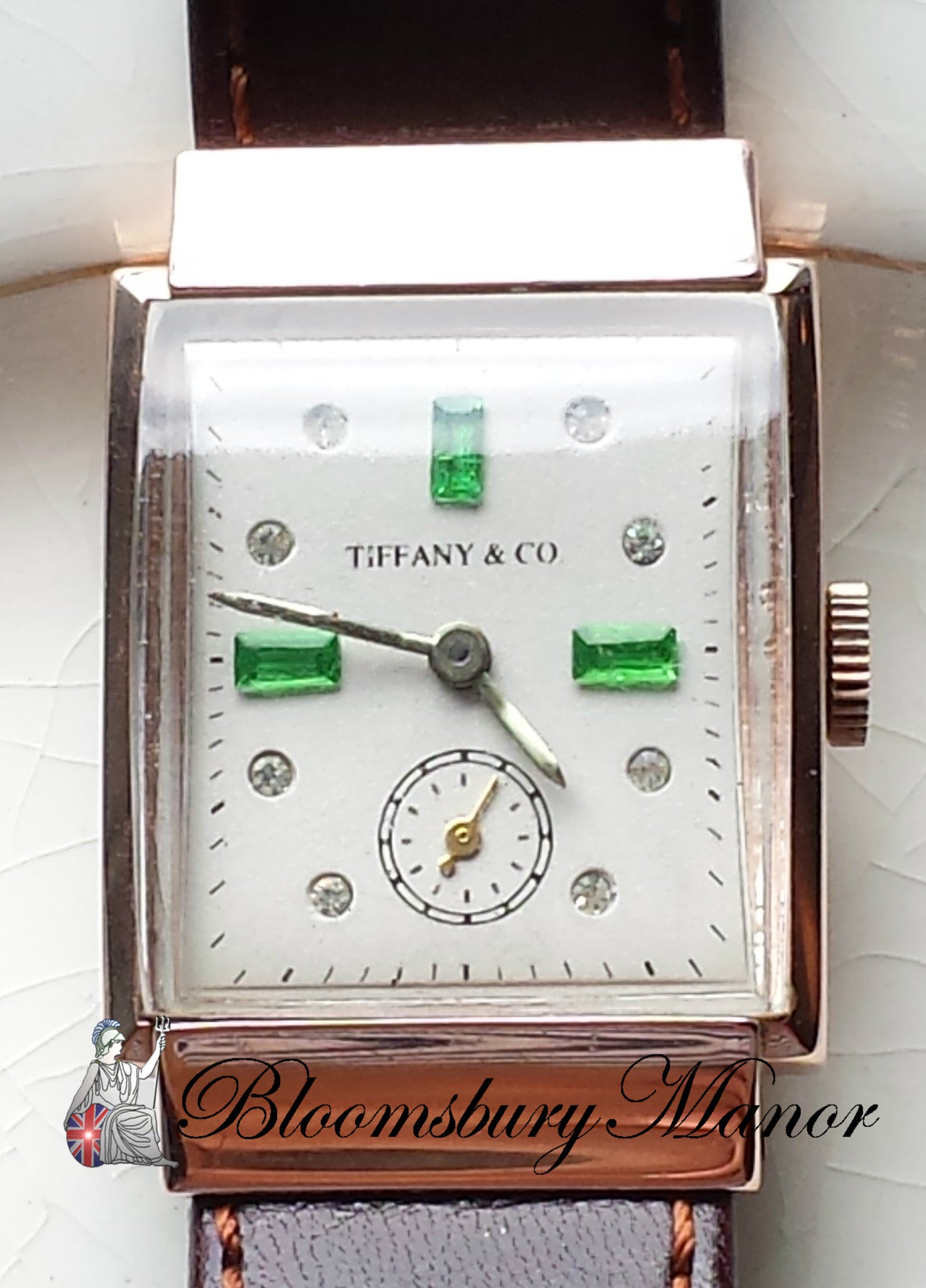 Tiffany & Co. 1940s Vintage Solid 14K Rose Gold Watch 17 Jewel, Swiss Movement