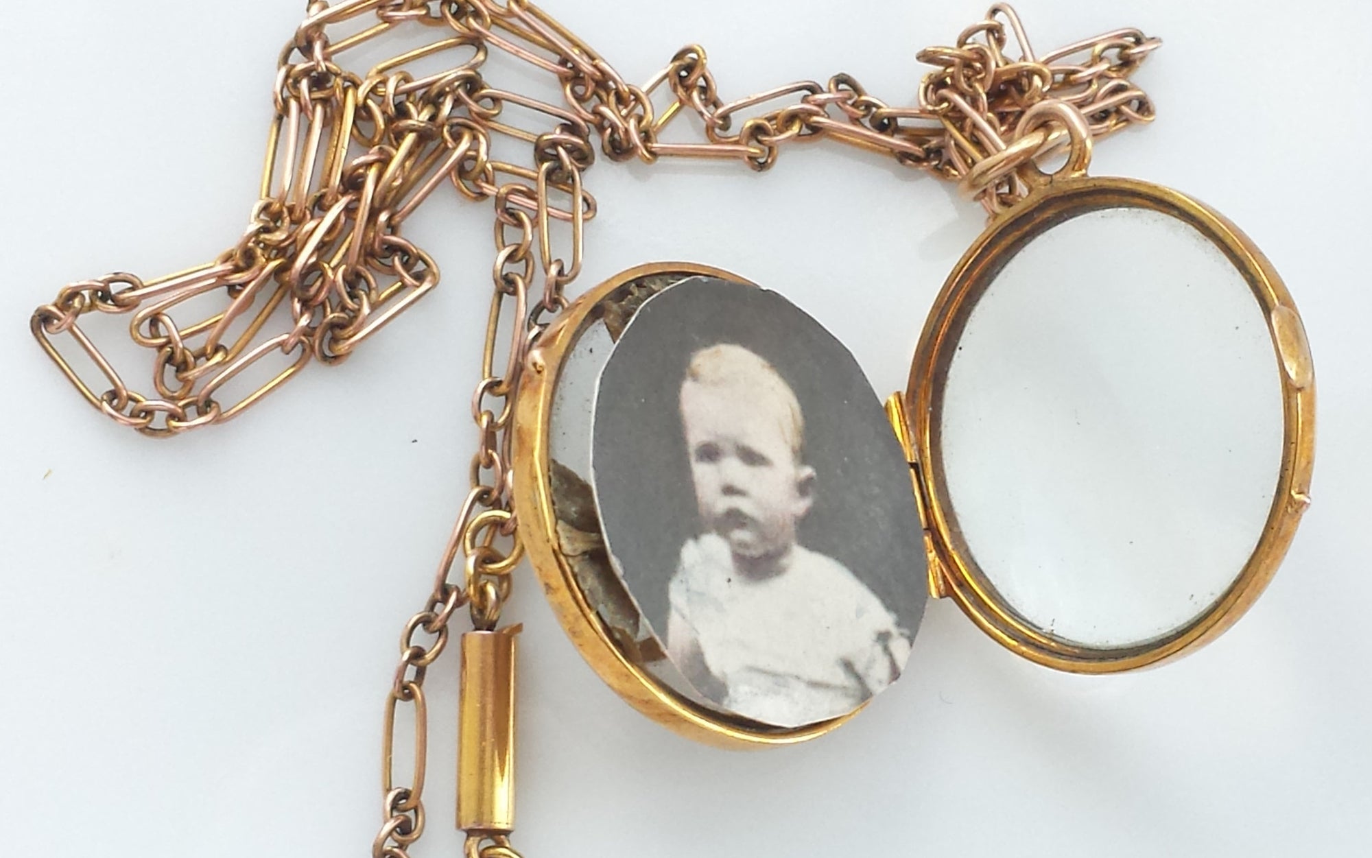 Antique Edwardian 9ct Rose Gold Picture Locket Pendant Necklace