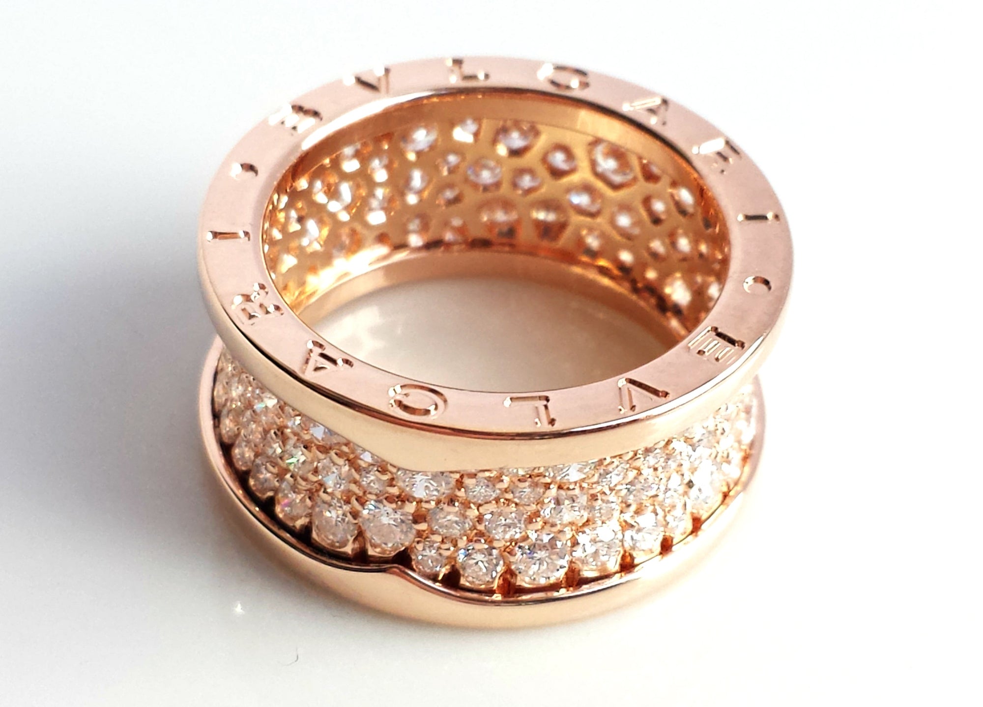 Bulgari B.Zero1 2.3ct Pavé Set Diamond & 18K Rose Gold Ring, Size 55