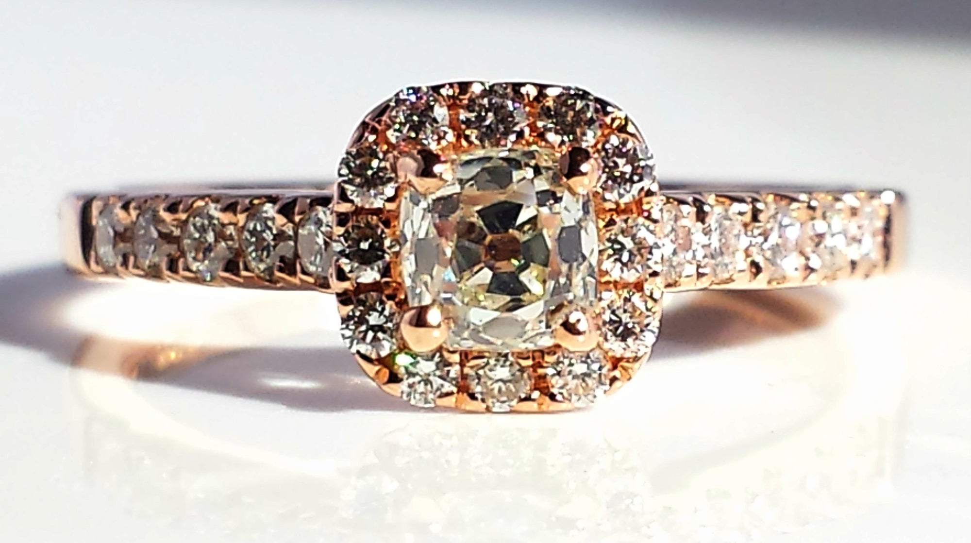 Sustainable Ethical Diamond Halo Engagement Ring in 18K Rose Gold