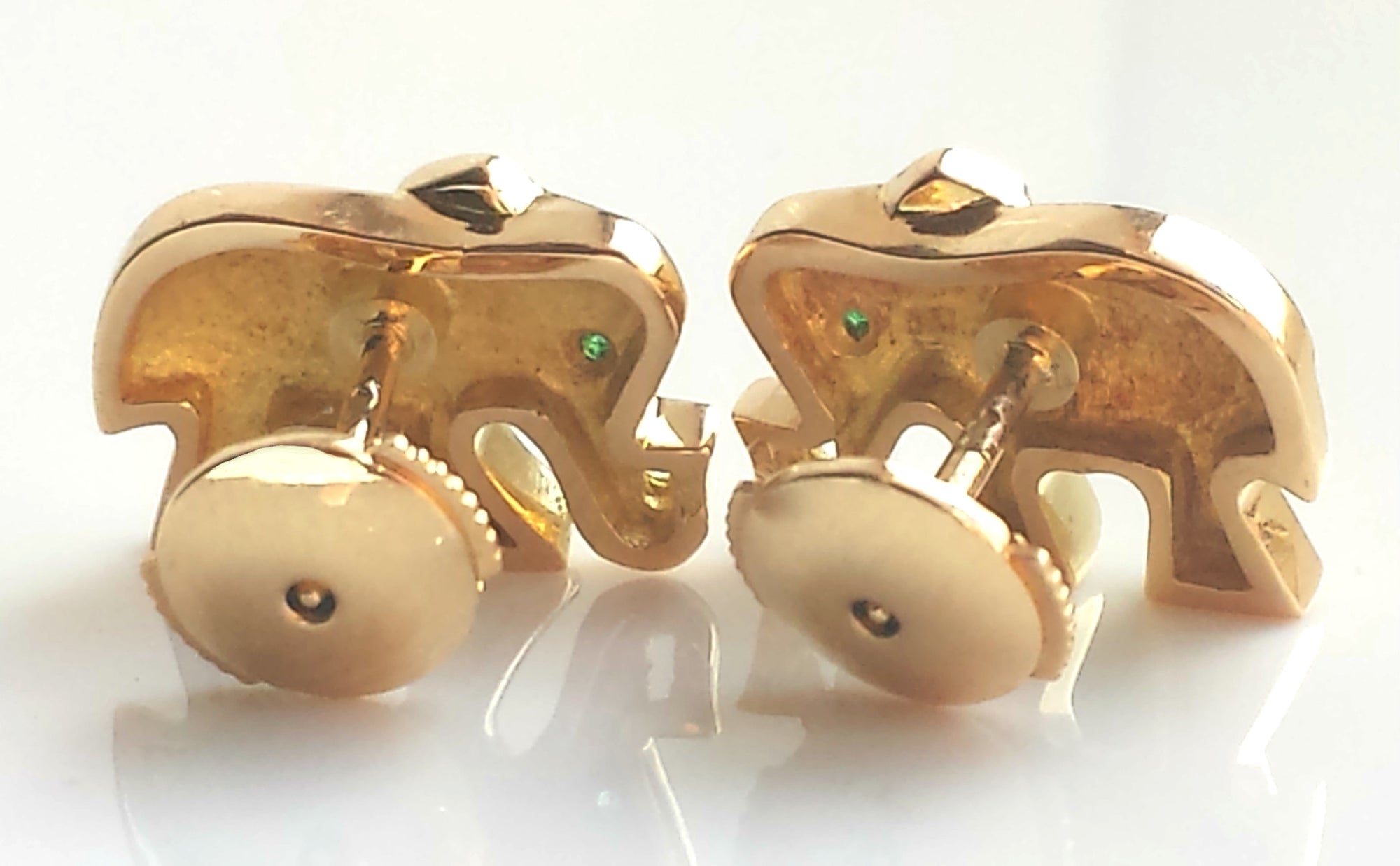 Cartier Elephant Stud Earrings in 18k Yellow Gold with Emeralds – Khandy Collection