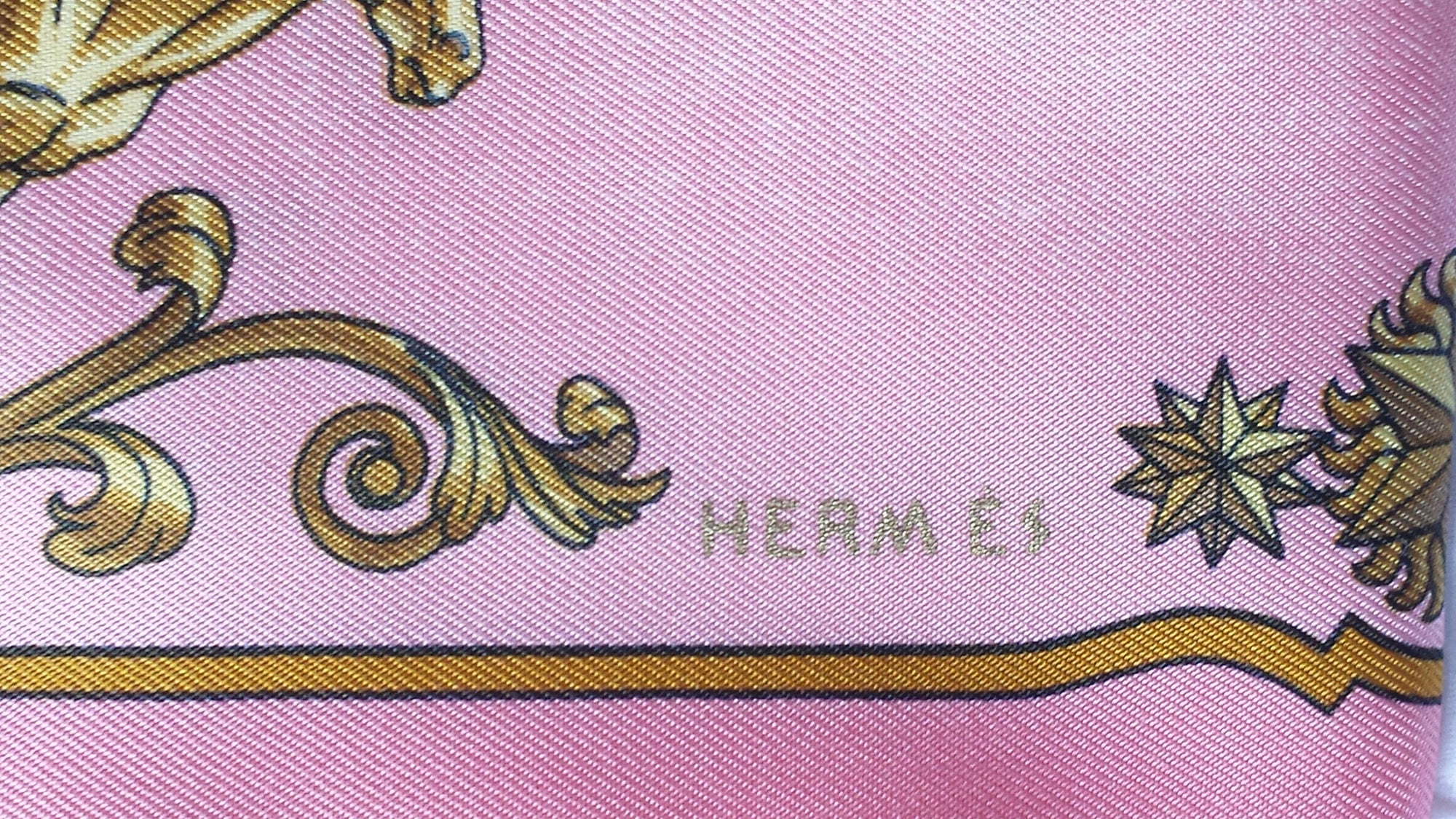 Authentic Hermès 'Cosmos', 42cm/16inch, Pink Silk Scarf by Philippe Ledoux