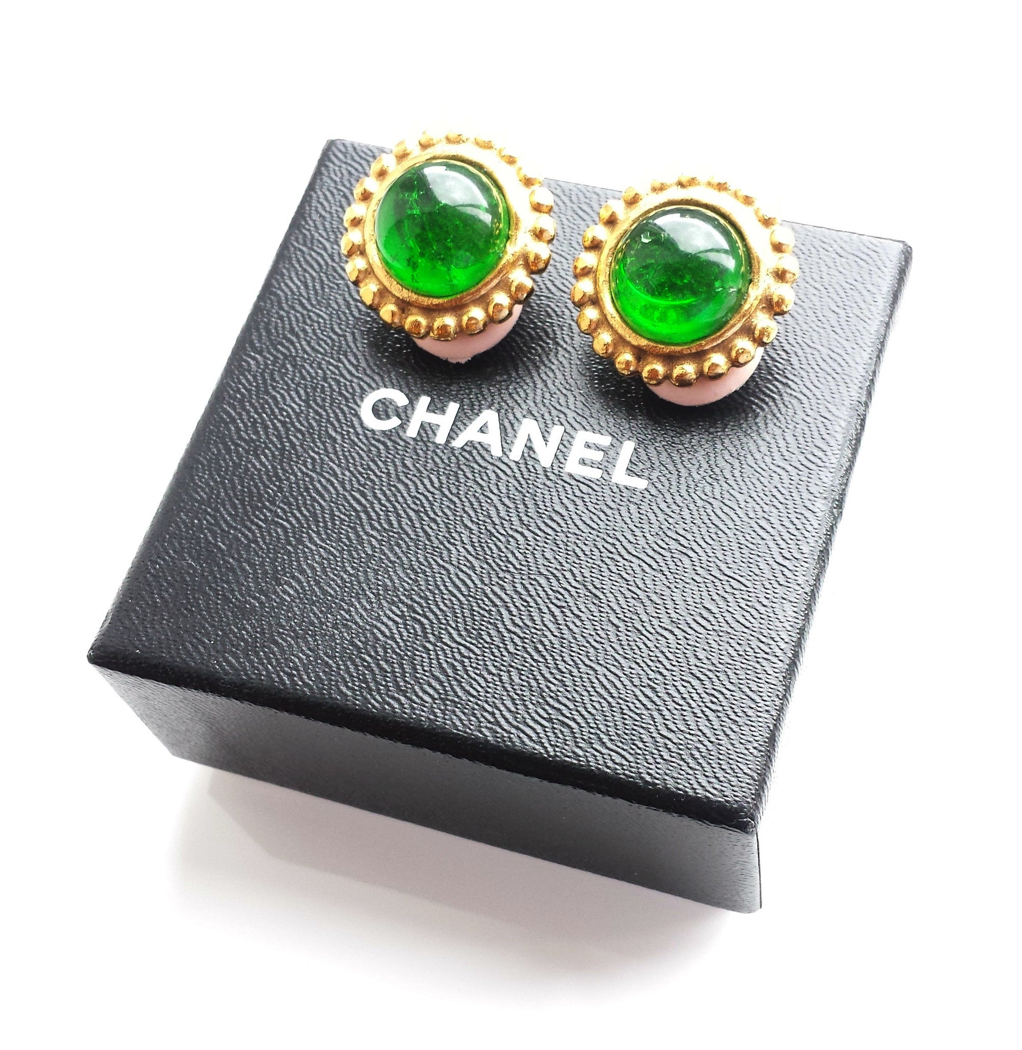 SOLD Chanel Gripoix Pearl & Rhinestone Pink & Green Earrings 1980s – Palm  Beach Vintage