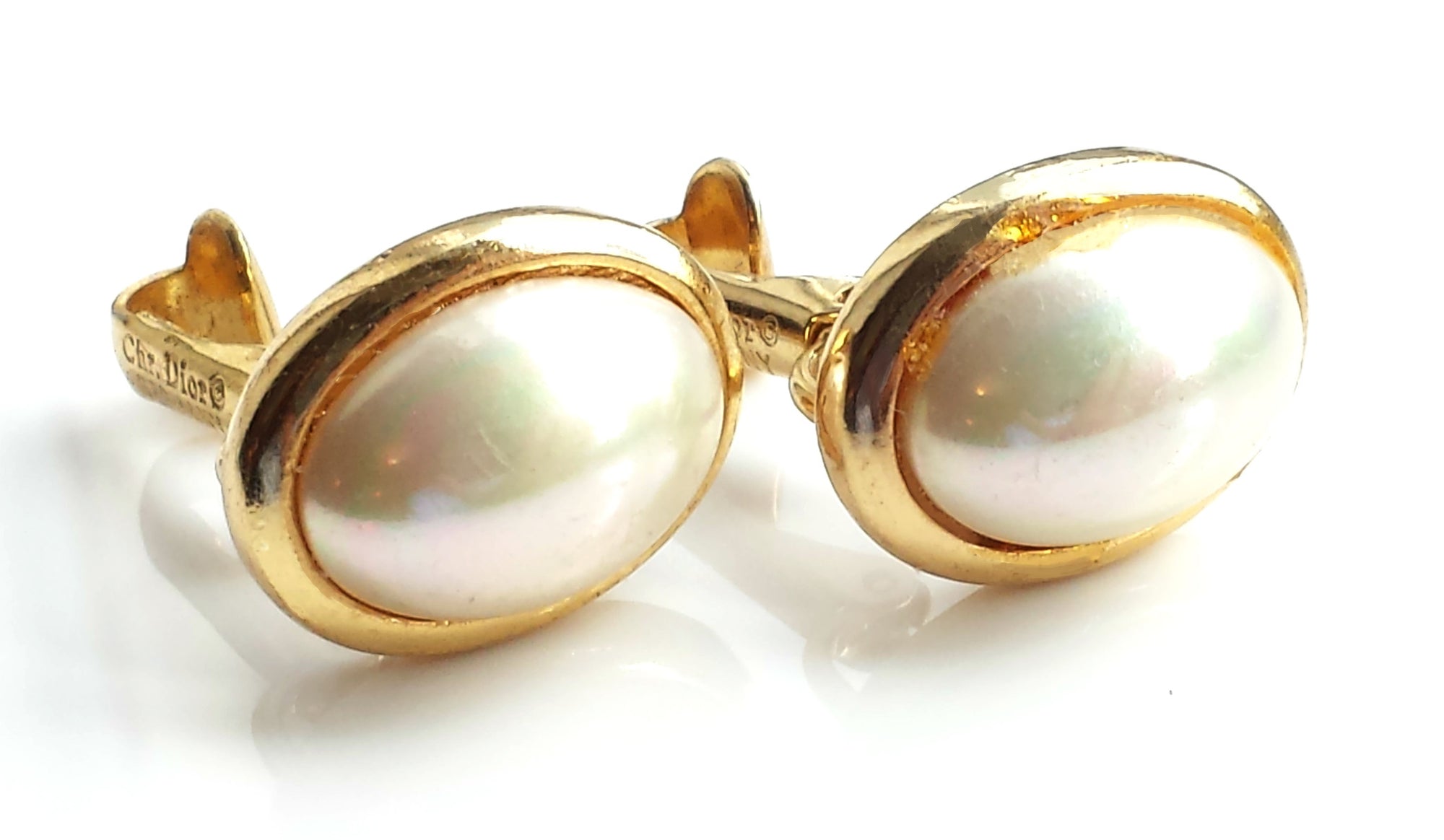 Vintage Christian Dior 1990s Faux Pearl Clip-on Earrings, by Grossé, Germany