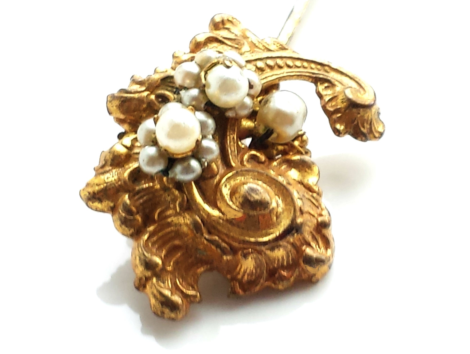 Vintage 1940s Faux Pearl Miriam Haskell Stick Pin Brooch Collector's Item