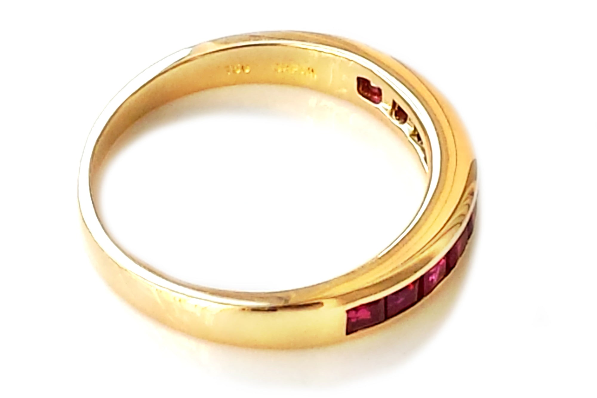 Vintage Tiffany 18k Yellow Gold Channel Set Ruby Eternity Ring SZ N