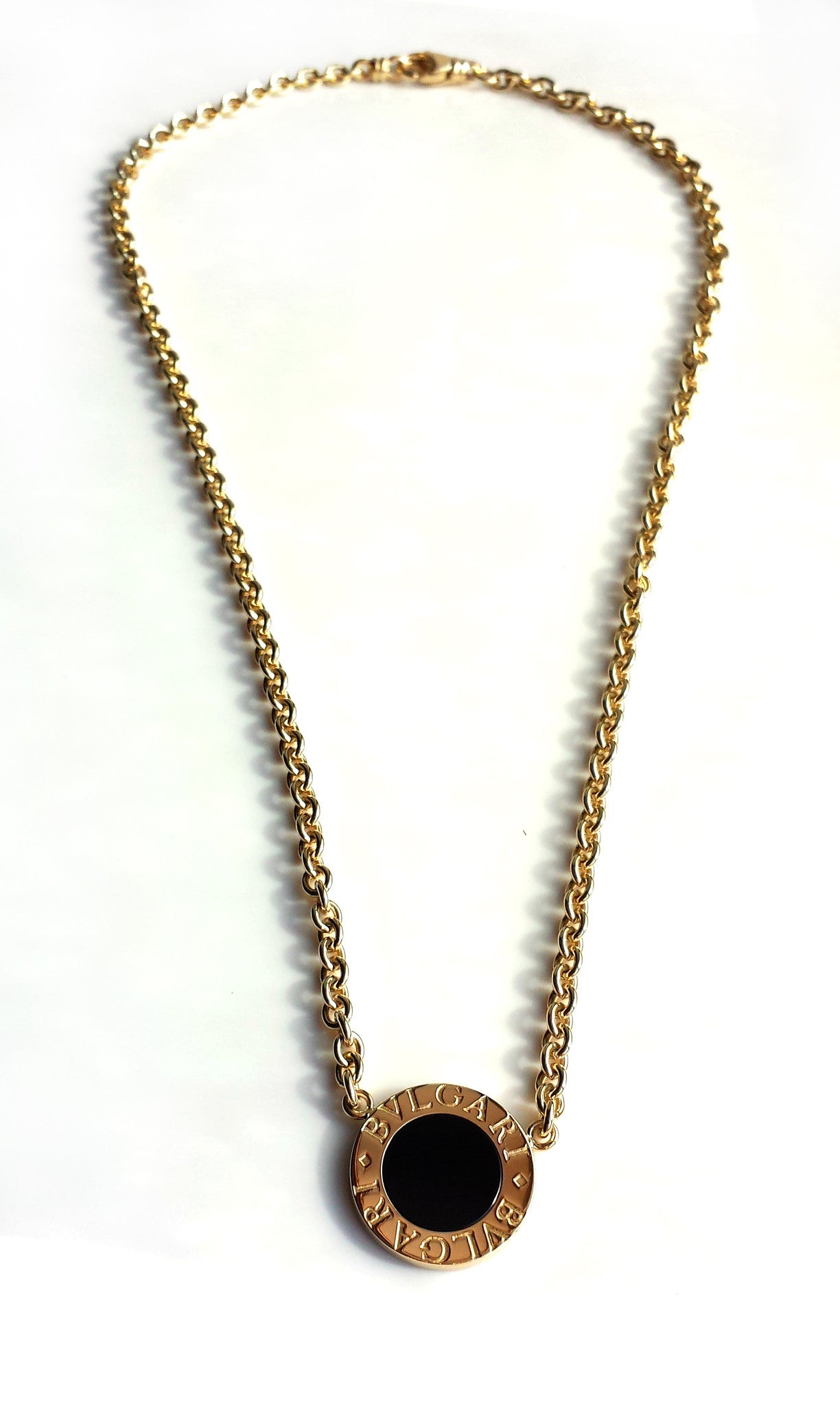 Bulgari Bvlgari Necklace in 18K Yellow Gold & Onyx, 16 inches