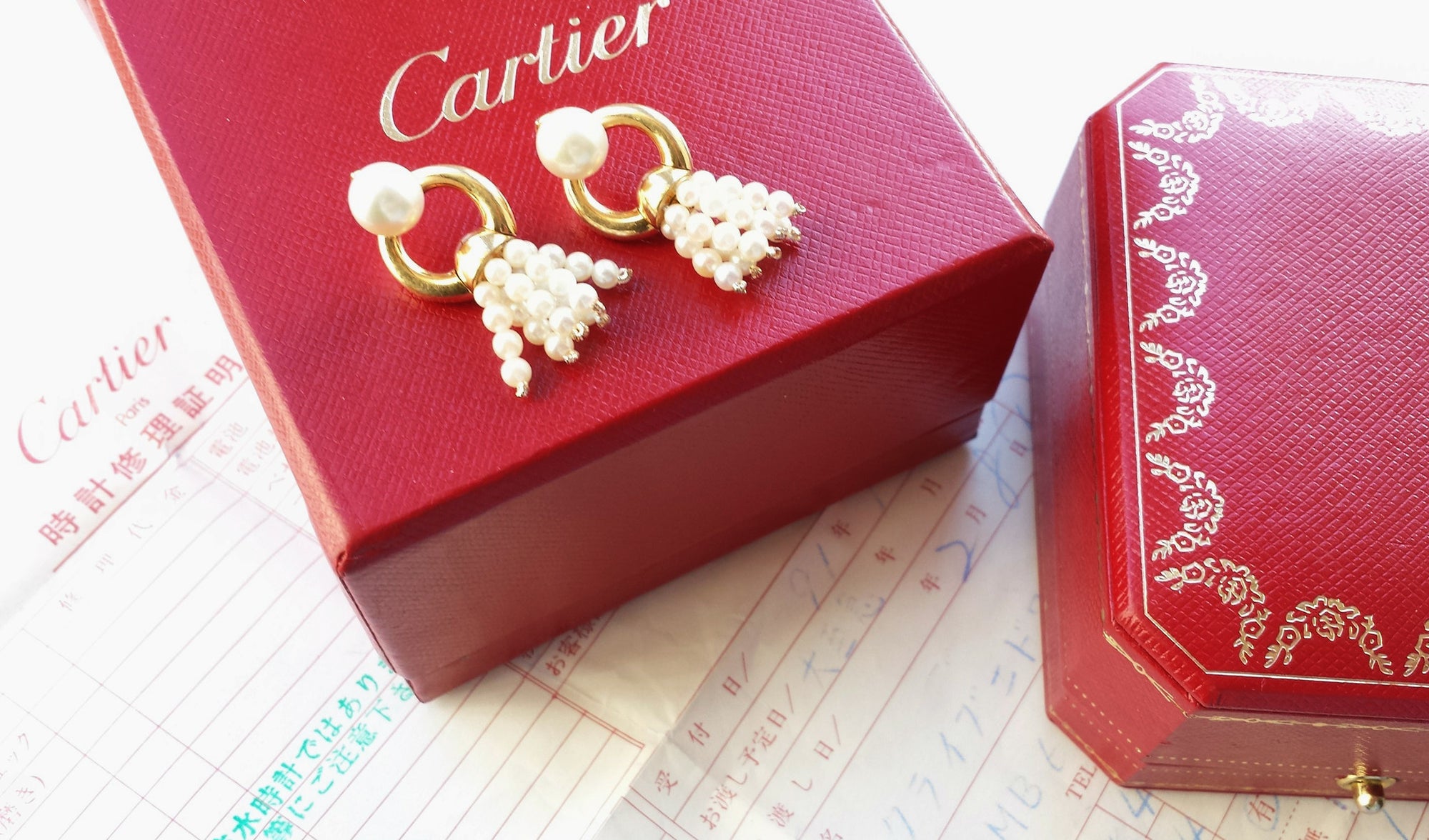 Cartier Vintage 1989 Cultured Pearl Tassel Earrings in 18K Yellow Gold