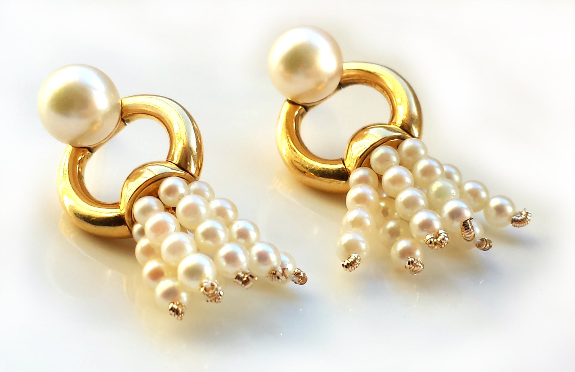 Cartier Vintage 1989 Cultured Pearl Tassel Earrings in 18K Yellow Gold