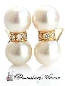 pre-owned, second hand, used, Cartier Diamond pearl Earrings