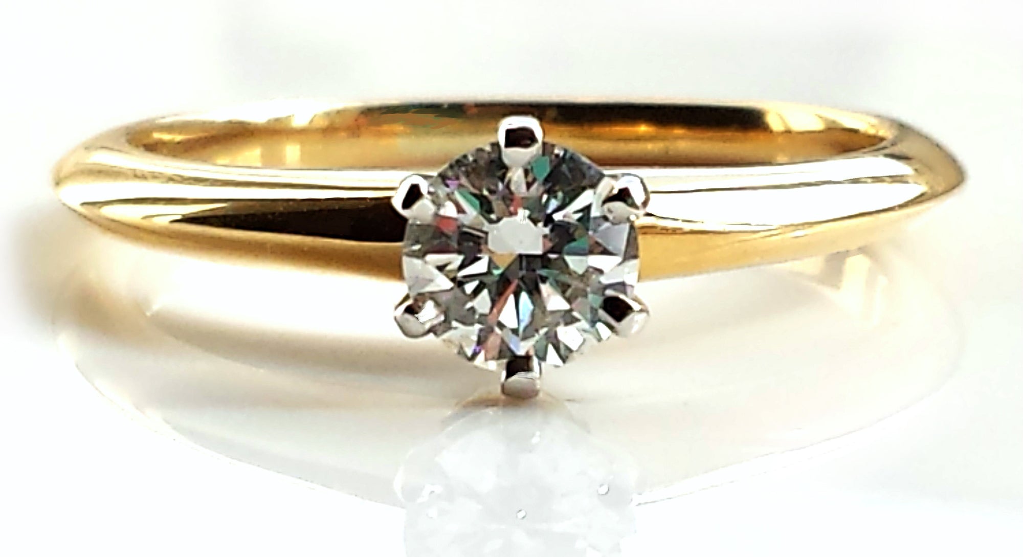 Tiffany & Co .31ct F/VS1 Round Brilliant Diamond 18K Gold Platinum Engagement Ring