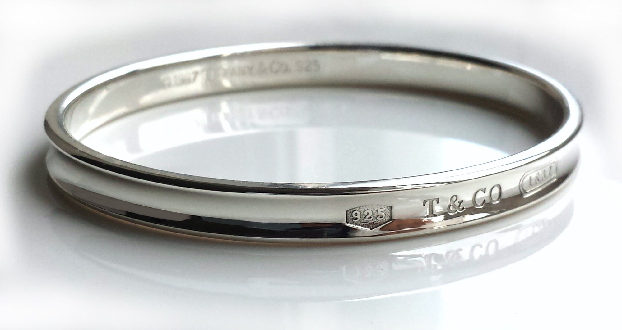 Tiffany & Co 1837 Sterling Silver Oval Bangle 7mm re-polished 7.87" (20cm)
