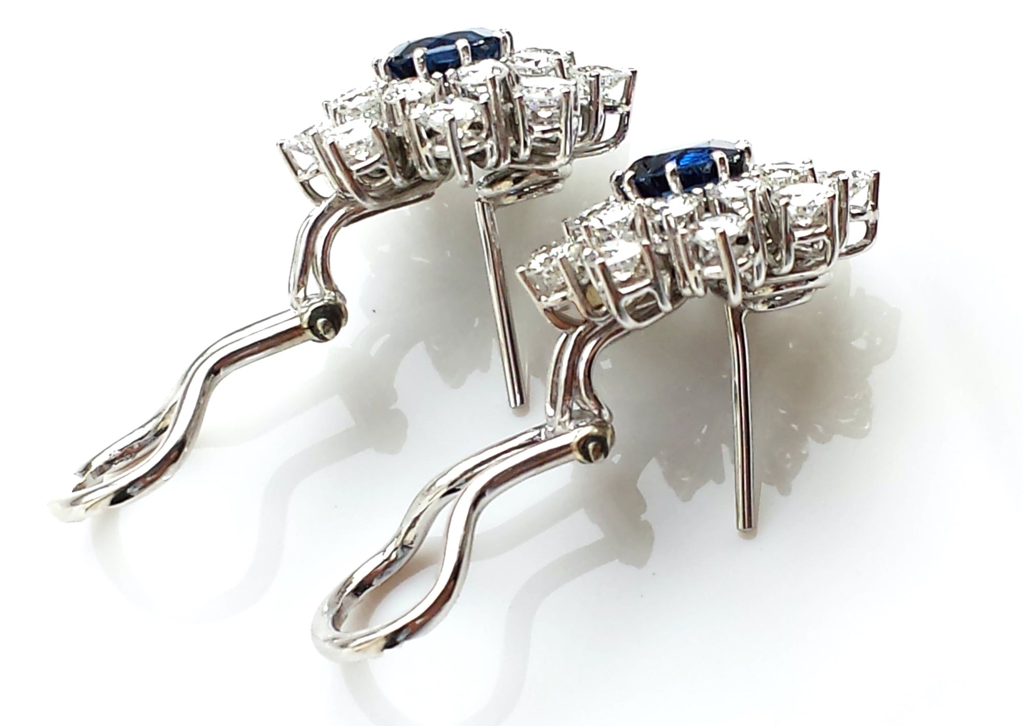 1.8tcw Diamond & Sapphire Flower Earrings, Italy