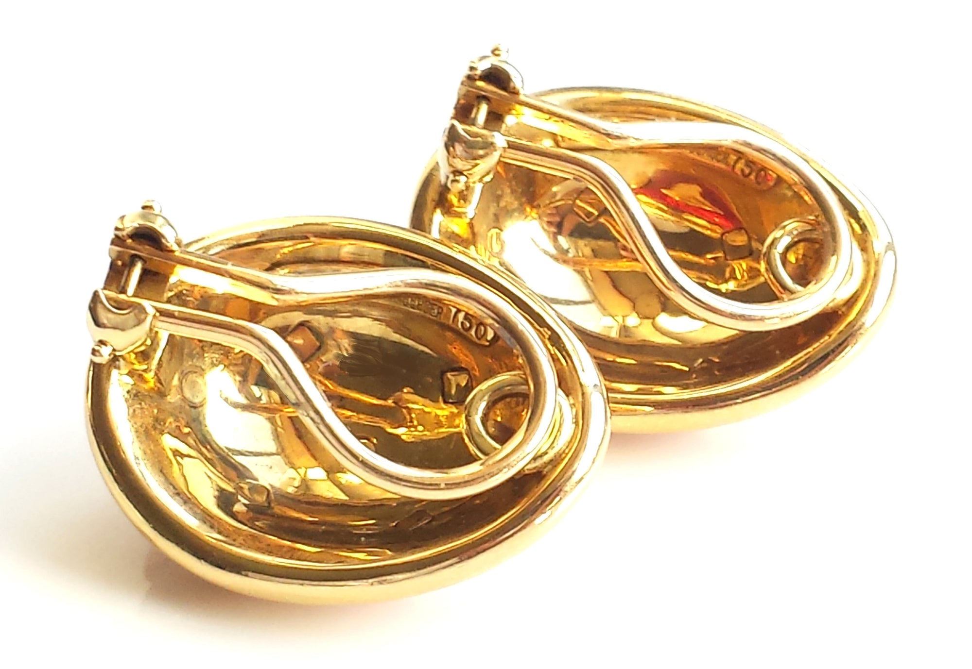 Tiffany & Co. Schlumberger Red Dot Lozenge Enamel Earrings in 18k Yellow Gold