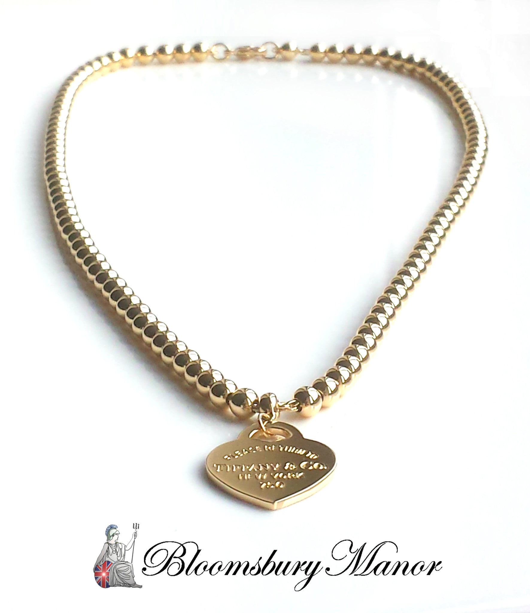 Tiffany heart tag bead necklace Clearance