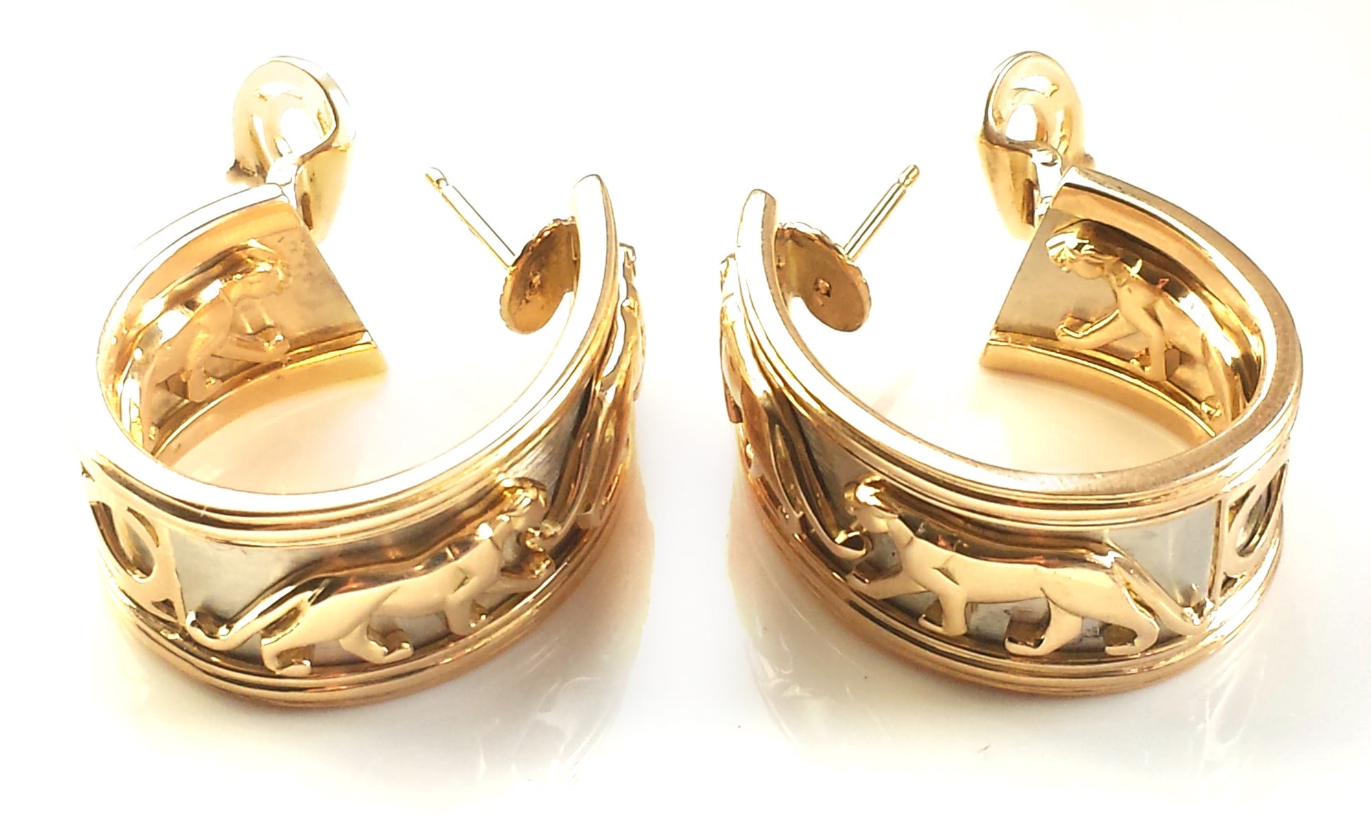 Vintage 1991 Cartier 'Pharaon' Panthere Earrings in 18k Yellow Gold, Large