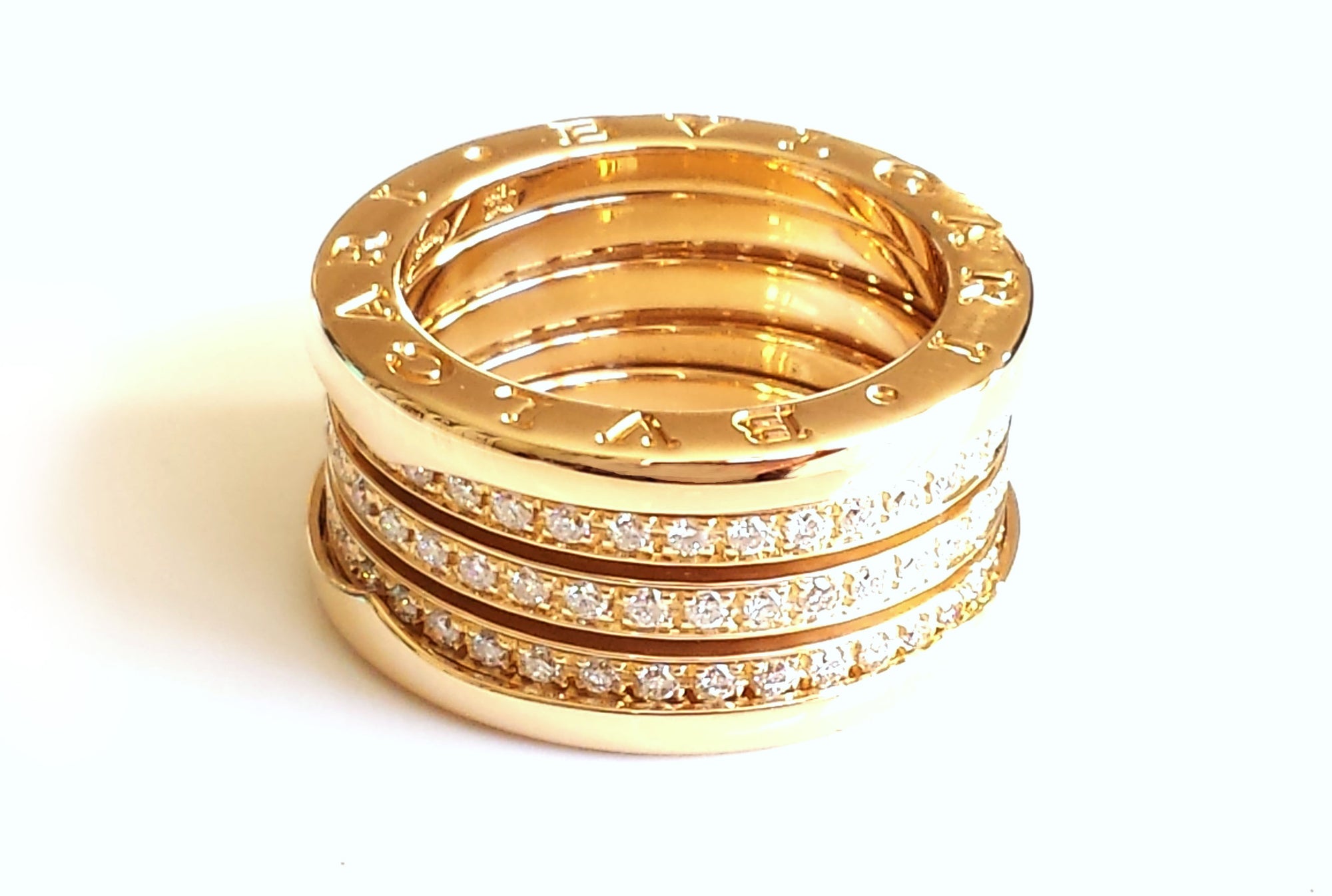 Bulgari Bvlgari 4 Band B.Zero1 Diamond Ring in 18k Yellow Gold, with box