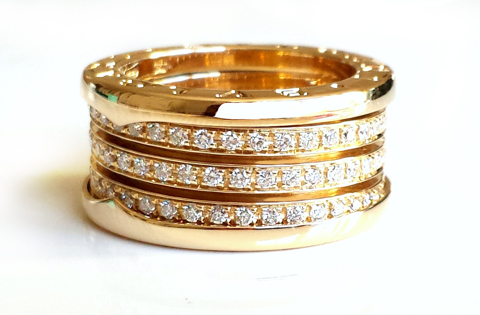Bulgari Bvlgari 4 Band B.Zero1 Diamond Ring in 18k Yellow Gold, with box