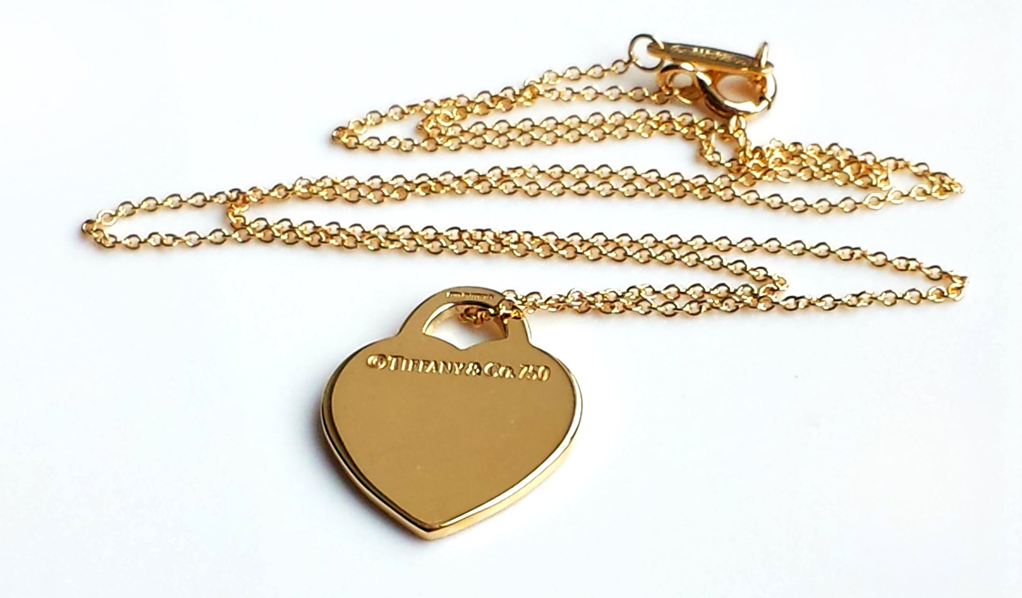 Tiffany & Co. Please Return To 18k Gold Heart Pendant 16in MINT