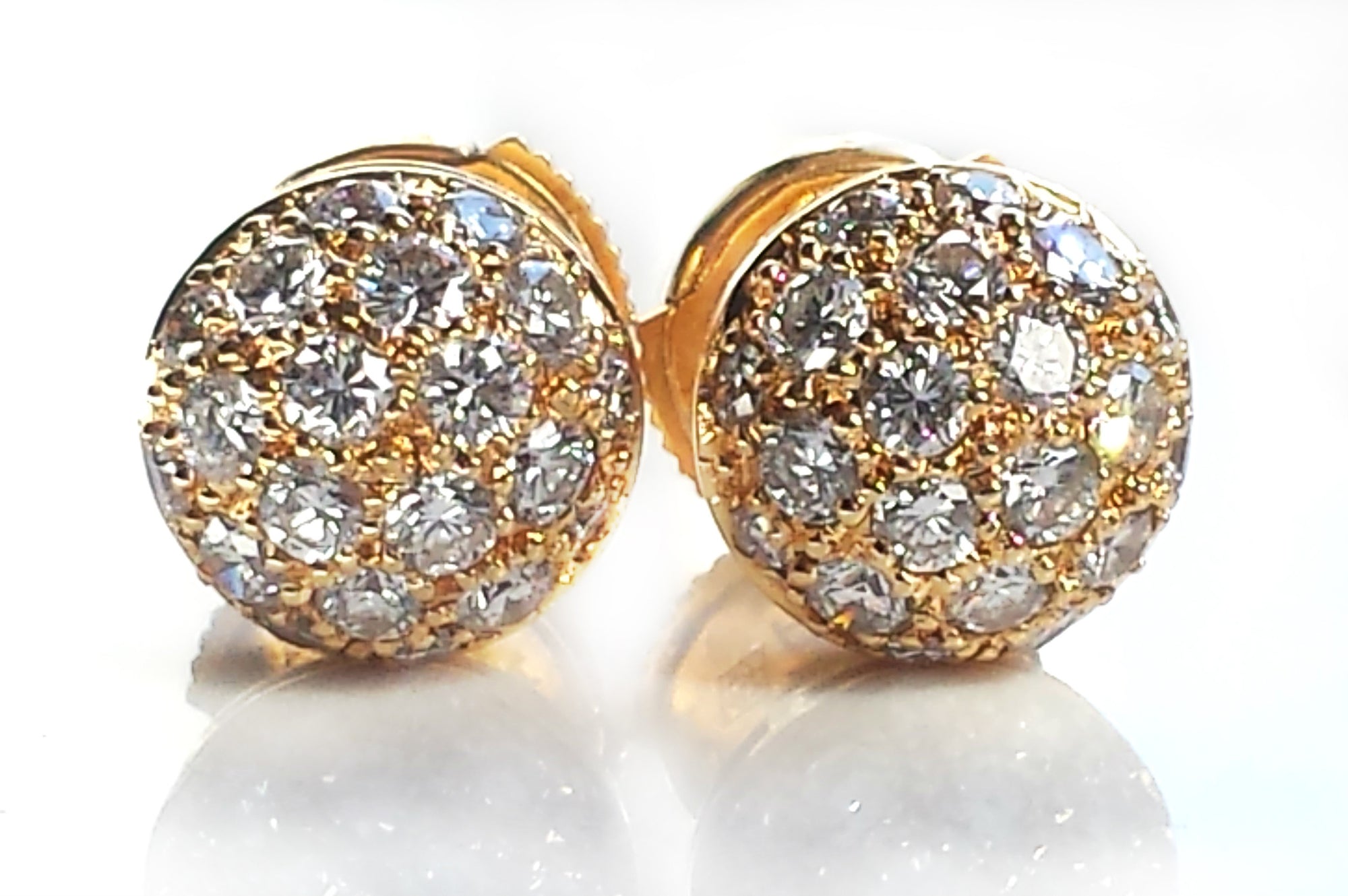 Vintage 1990s Cartier Pavé Set Diamond 18k Gold Stud Earrings