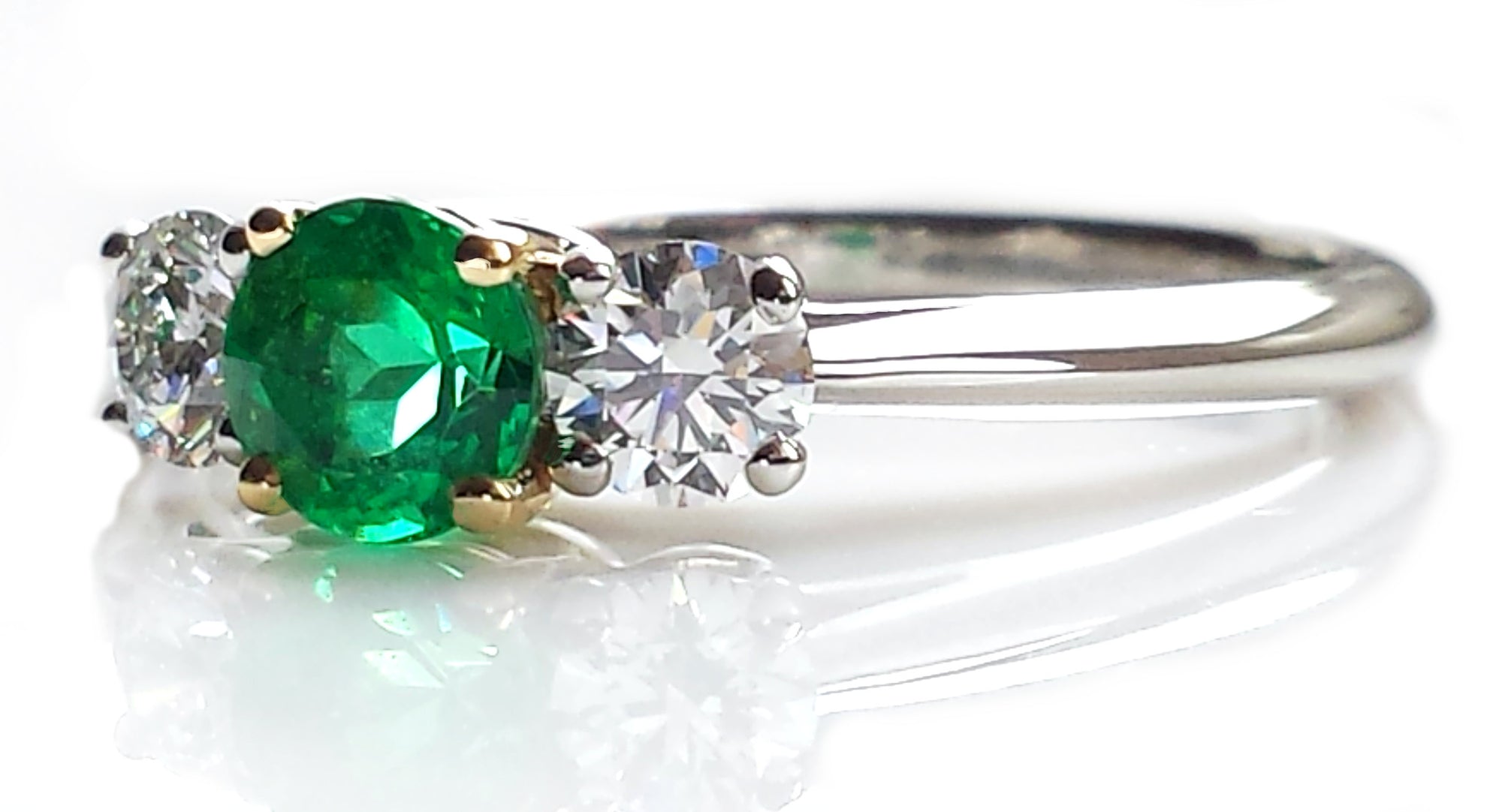Tiffany & Co. 1.24tcw F/VVS1 3-Stone Emerald & Diamond Engagement Ring