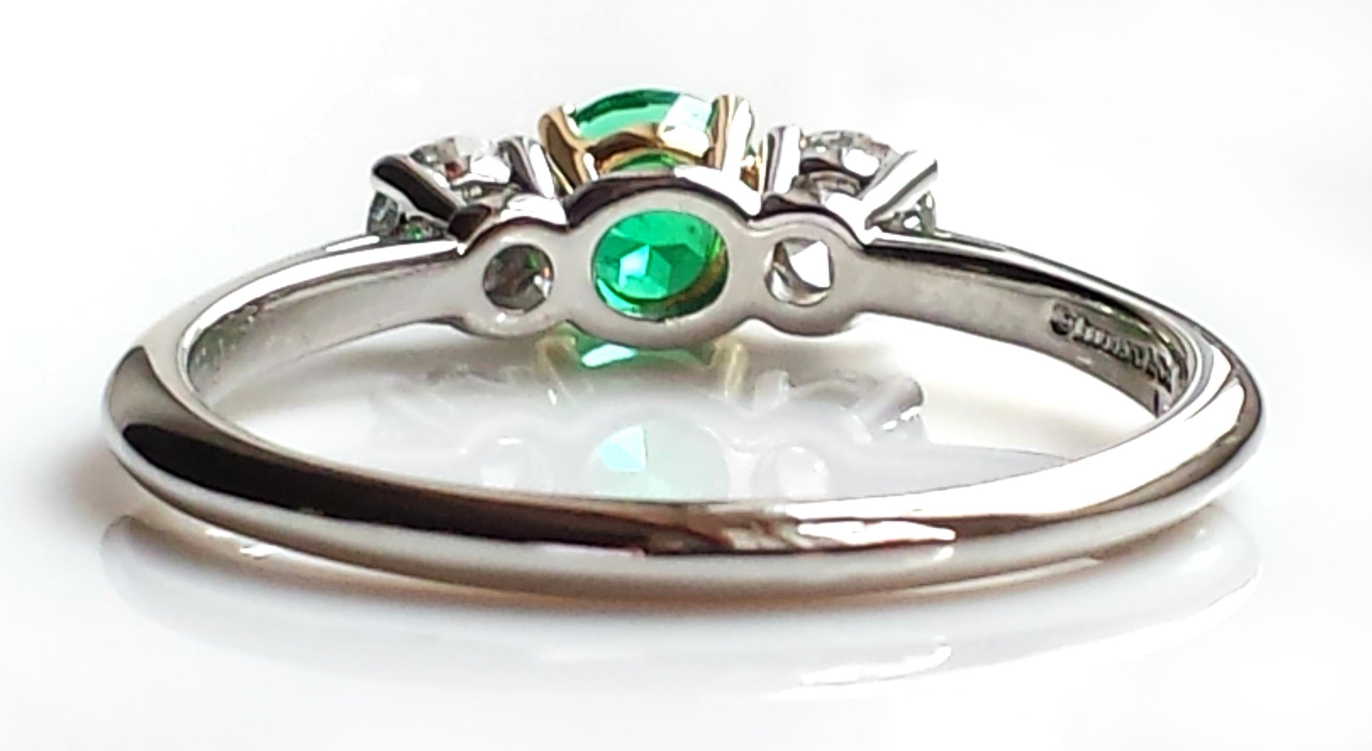 Tiffany & Co. 1.24tcw F/VVS1 3-Stone Emerald & Diamond Engagement Ring