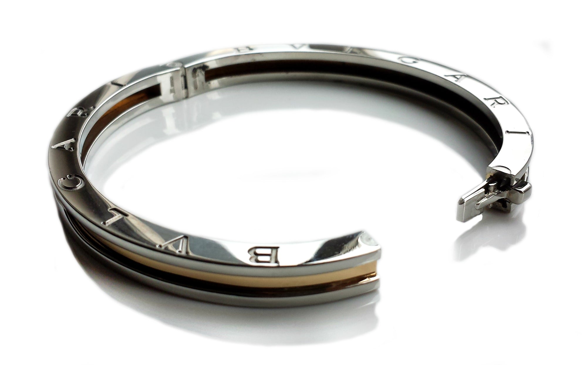 Bulgari B.Zero1 18K Gold & Steel Bangle Bracelet Large (19cm) 7.5 in