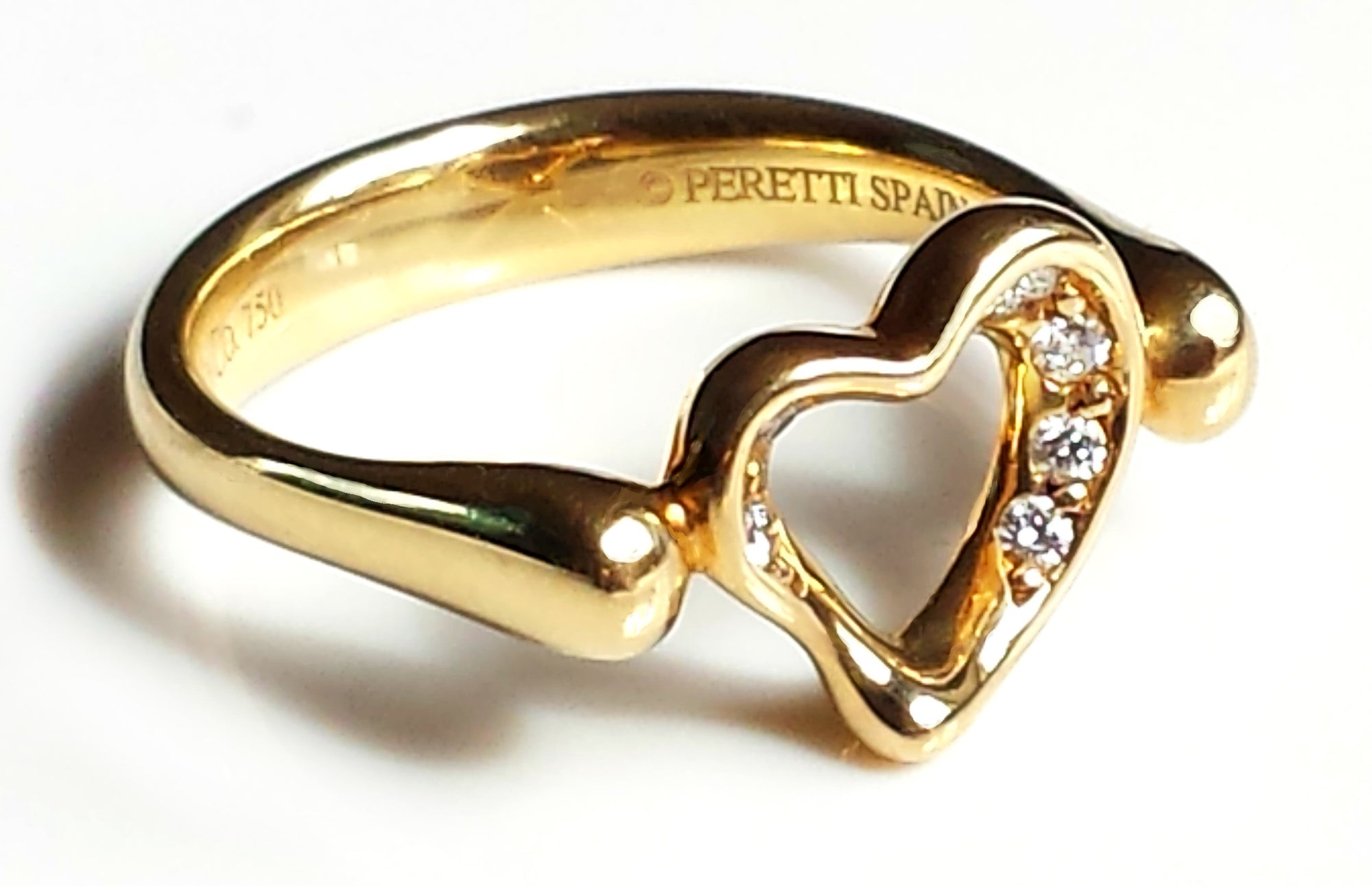 Tiffany & Co Elsa Peretti Diamond Open Heart Ring Gold Sz H