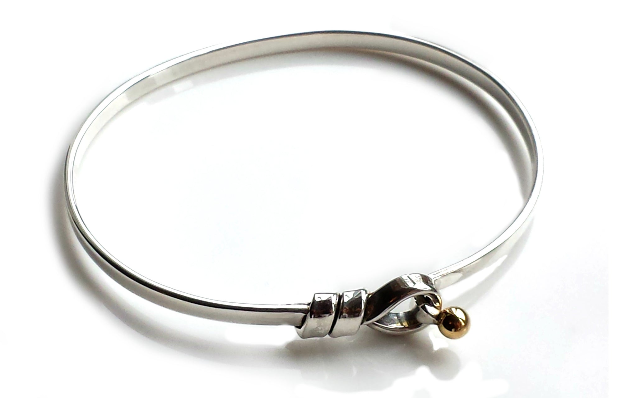 Tiffany & Co. 18k Gold & Sterling Silver Love Knot Hook Eye Bangle / Bracelet, Medium