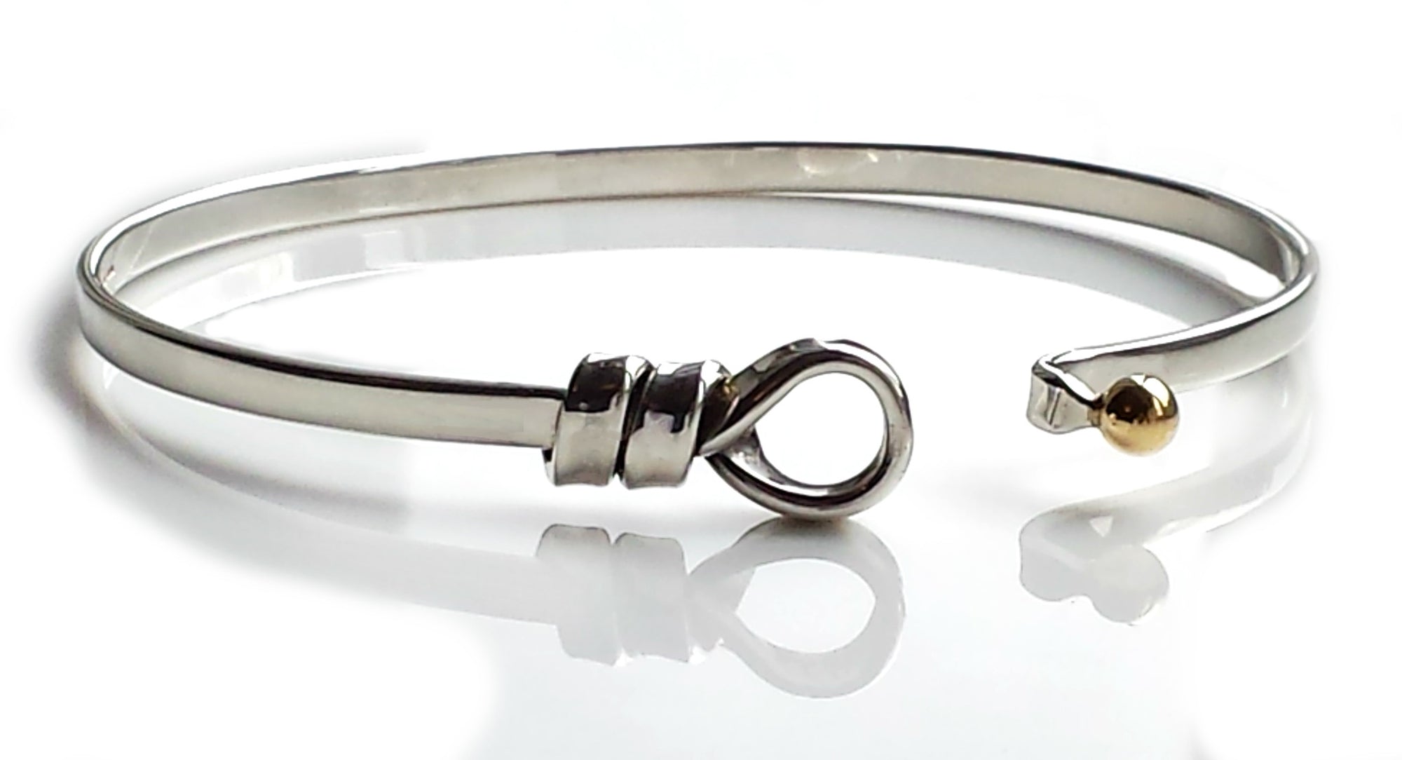 Tiffany & Co Hook & Eye Bangle Silver 18K Gold Loop Love Bracelet Gift T  and Co