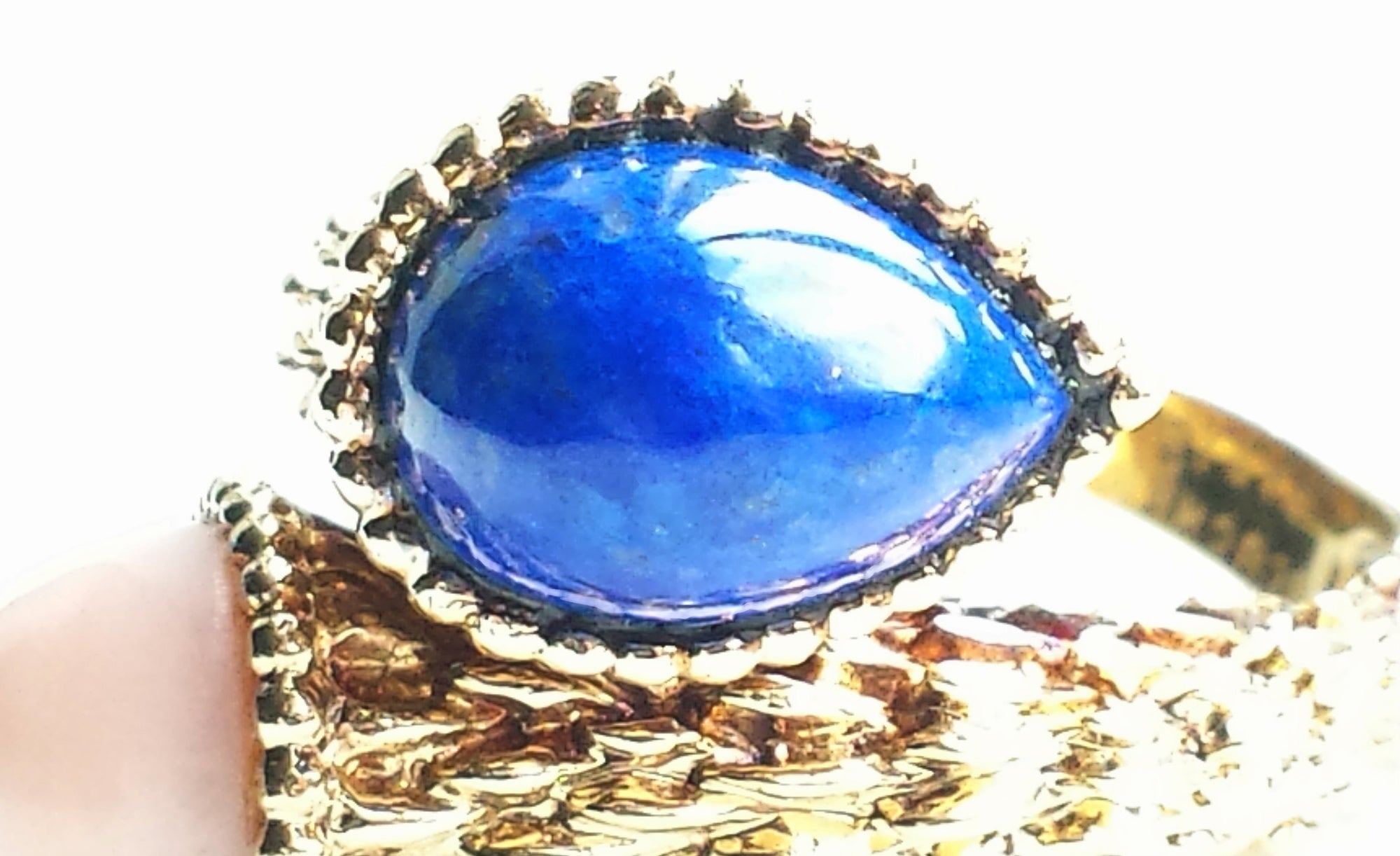Vintage 1960s Boucheron Coral & Lapis Lazuli Serpent / Snake Bohème Ring