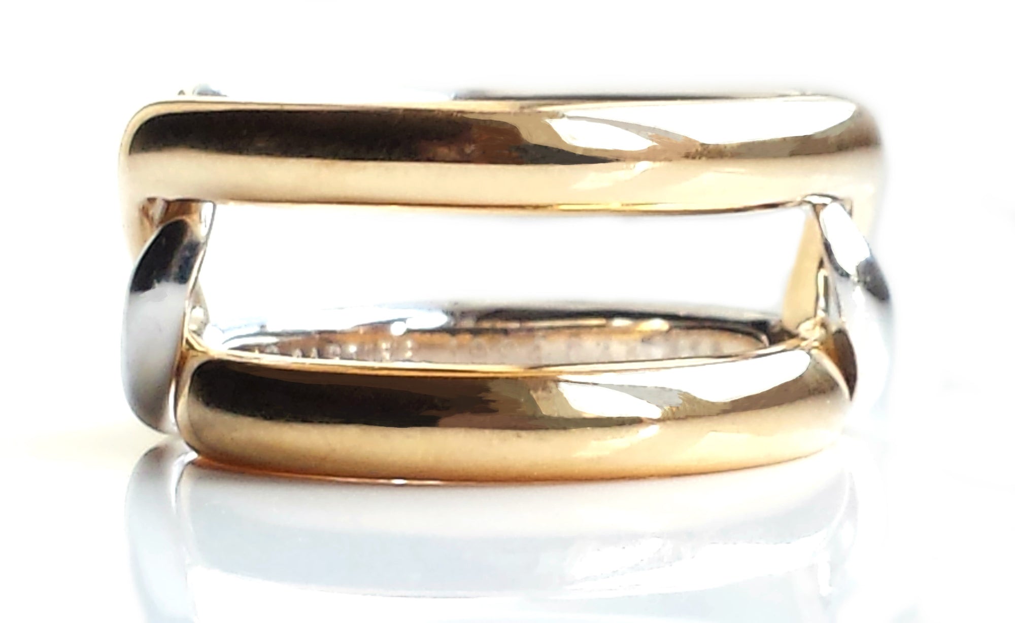 Cartier Rare Interlocking C 18k Yellow Gold White Gold Ring Unisex