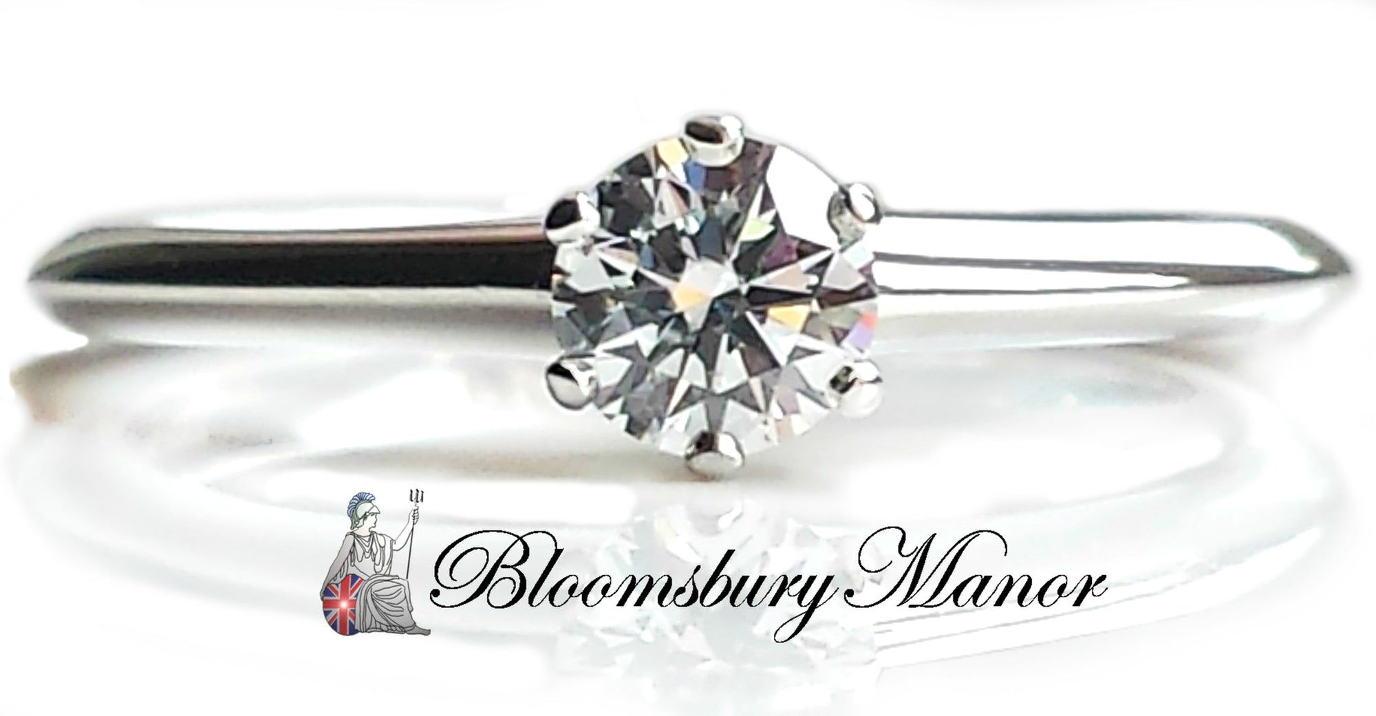 Tiffany & Co .30ct G/VS1 Round Brilliant Cut Diamond & Platinum Engagement Ring Sz L