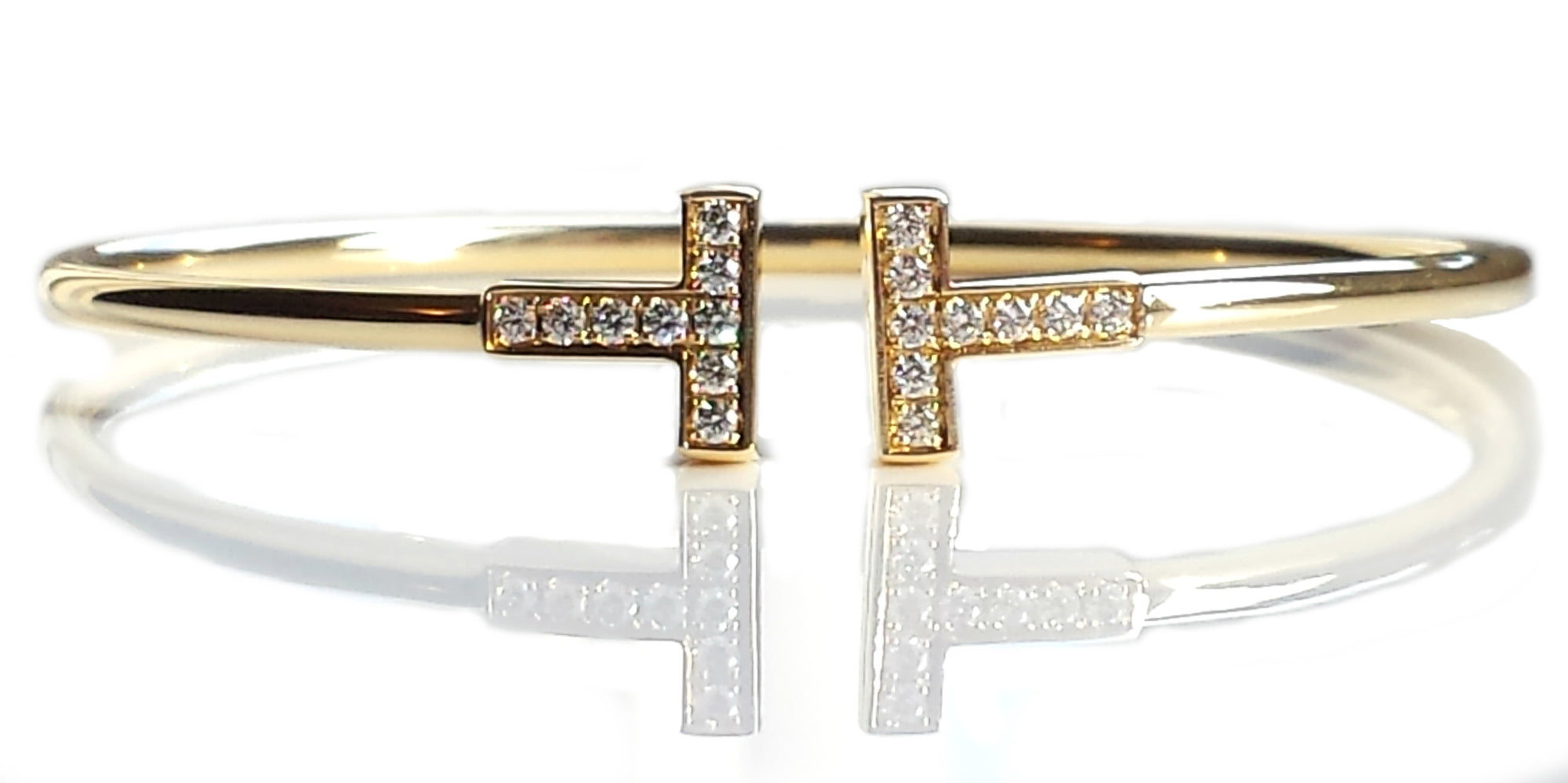 Tiffany T 18k Yellow Gold & Diamond Wire Bracelet (Small)