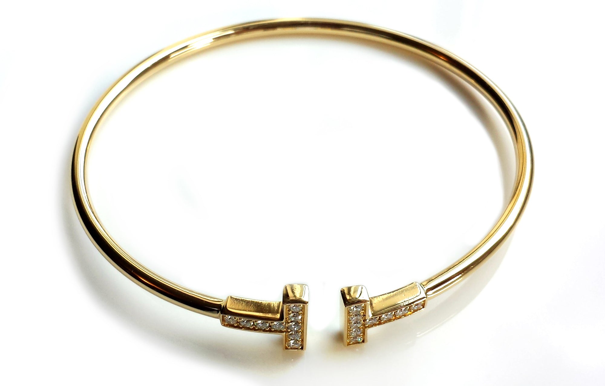 Tiffany T 18k Yellow Gold & Diamond Wire Bracelet (Small)