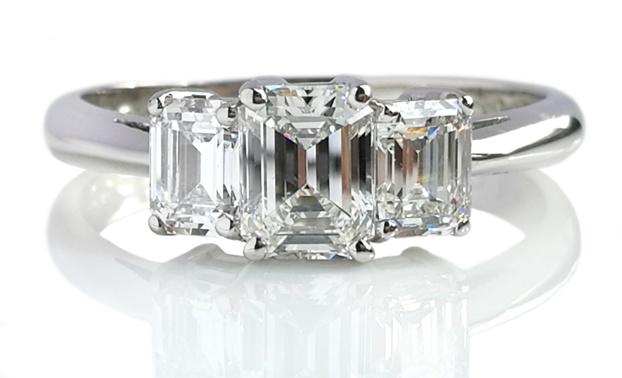 Tiffany & Co. 1.70tcw Emerald Cut 3-Stone Diamond Engagement Ring