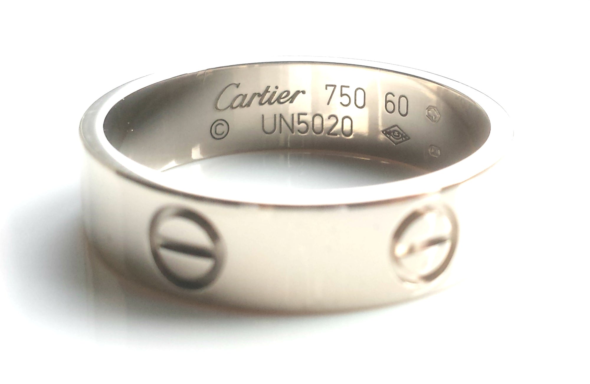 Cartier Love Ring / Wedding Band in 18k White Gold, 5.5mm wide, size 60