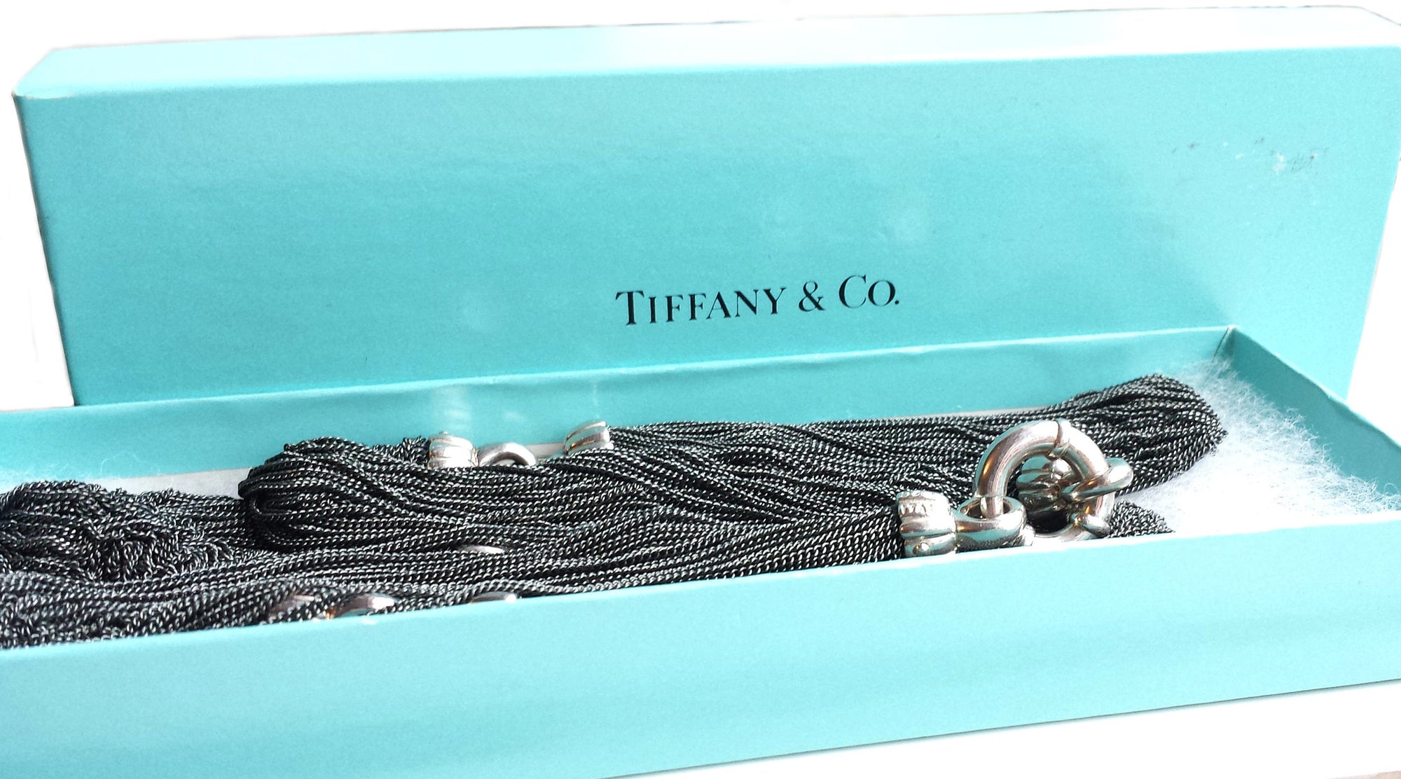 Tiffany & Co. Vintage Silver Black Multi-strand Necklace