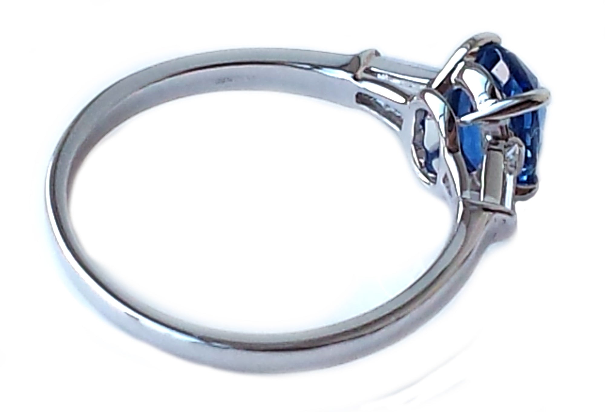 Vintage 1970s Bulgari Sapphire & Diamond Ring in 18k White Gold, Sz J