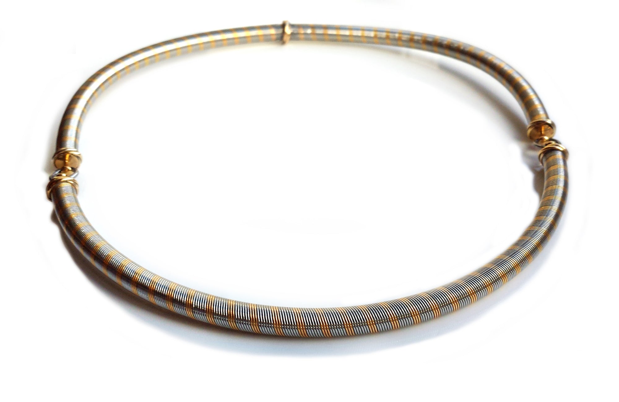 Cartier 1980s Vintage 18k Yellow Gold & Steel Wire Necklace