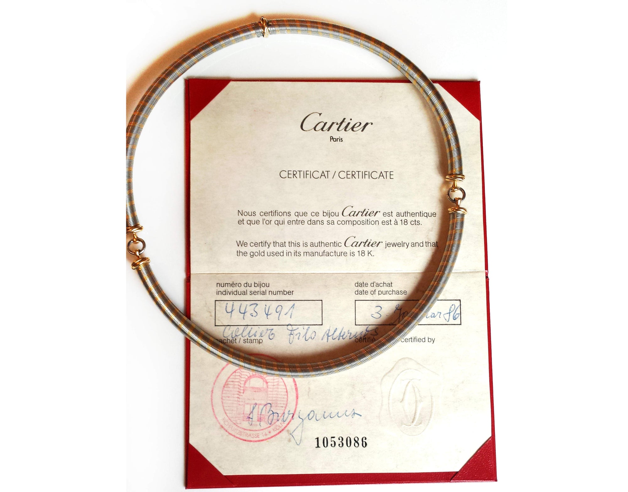Cartier 1980s Vintage 18k Yellow Gold & Steel Wire Necklace